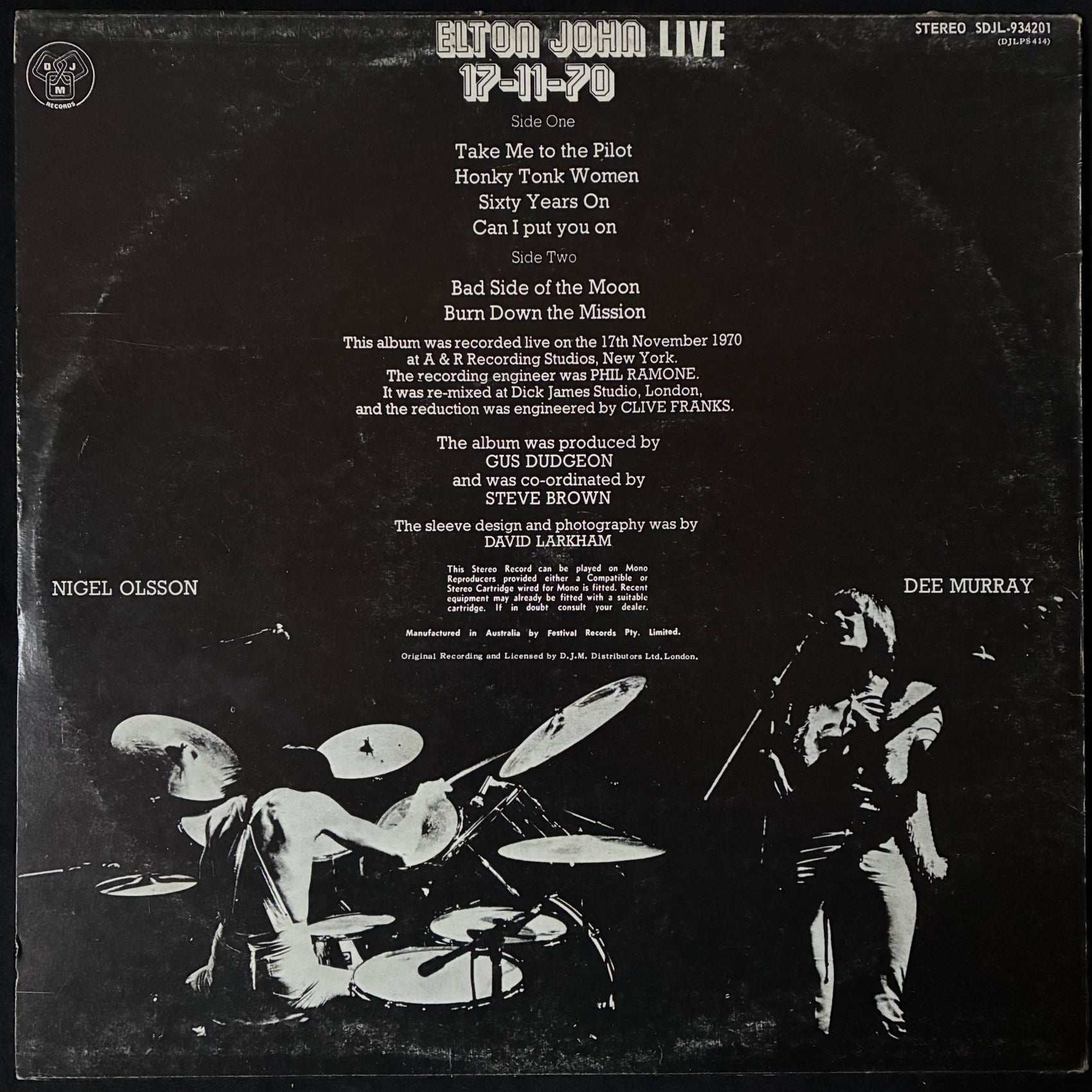 ELTON JOHN - 17-11-70 LIVE (USED VINYL 1975 AUS M-/EX-)