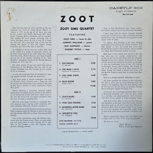 ZOOT SIMS QUARTET - ZOOT (USED VINYL 1983 JAPAN M-/EX-)