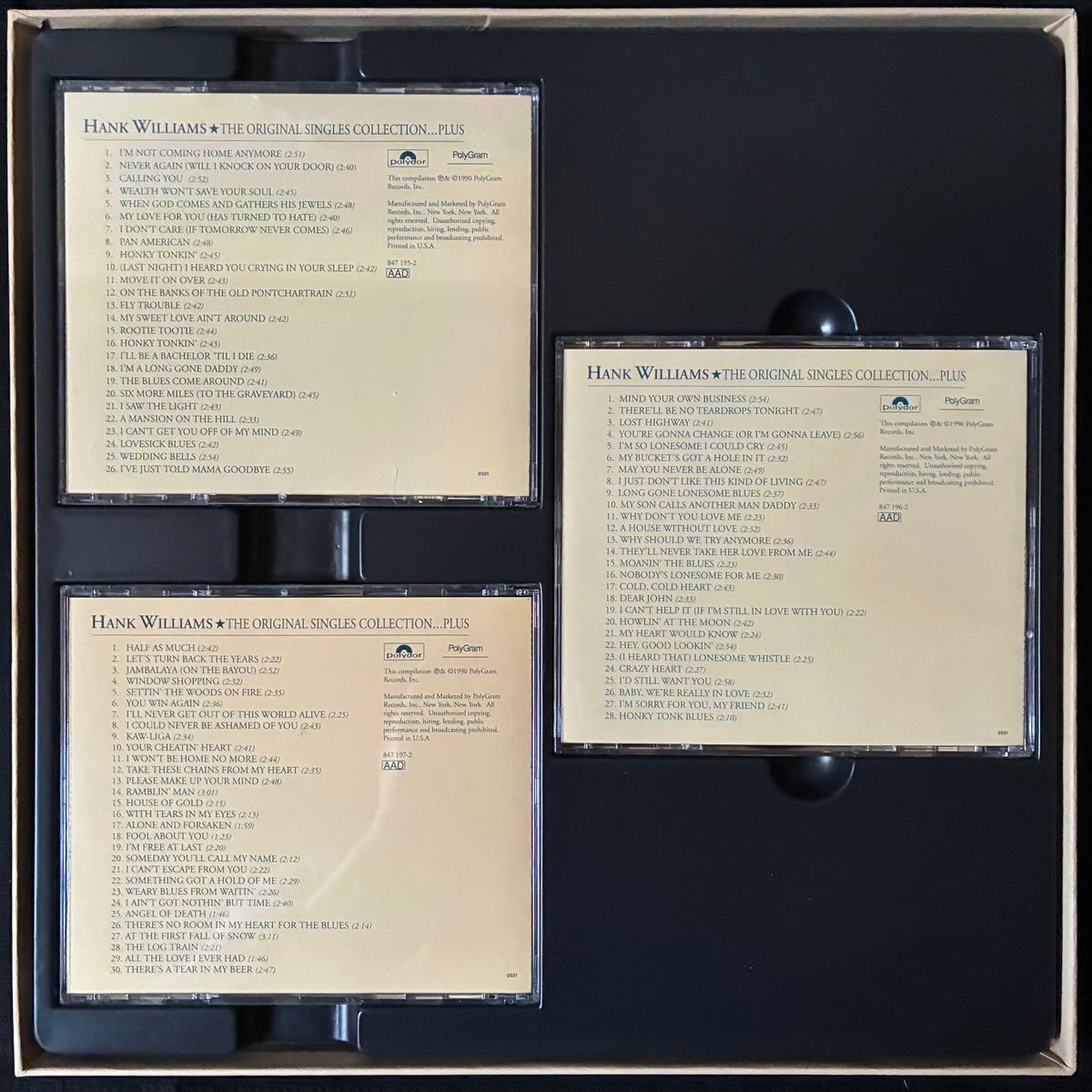 HANK WILLIAMS - THE ORIGINAL SINGLES COLLECTION (3CD BOX SET) (USED CD 1990 US M-/EX)