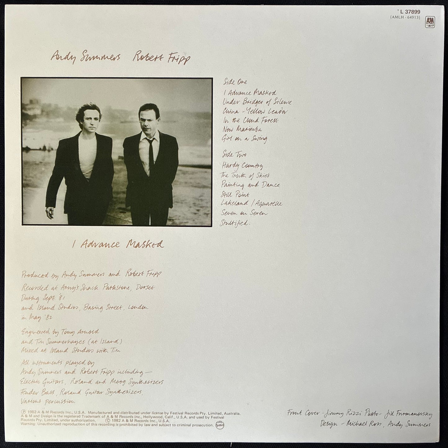 ANDY SUMMERS & ROBERT FRIPP - I ADVANCE MASKED (USED VINYL 1982 AUS M-/M-)