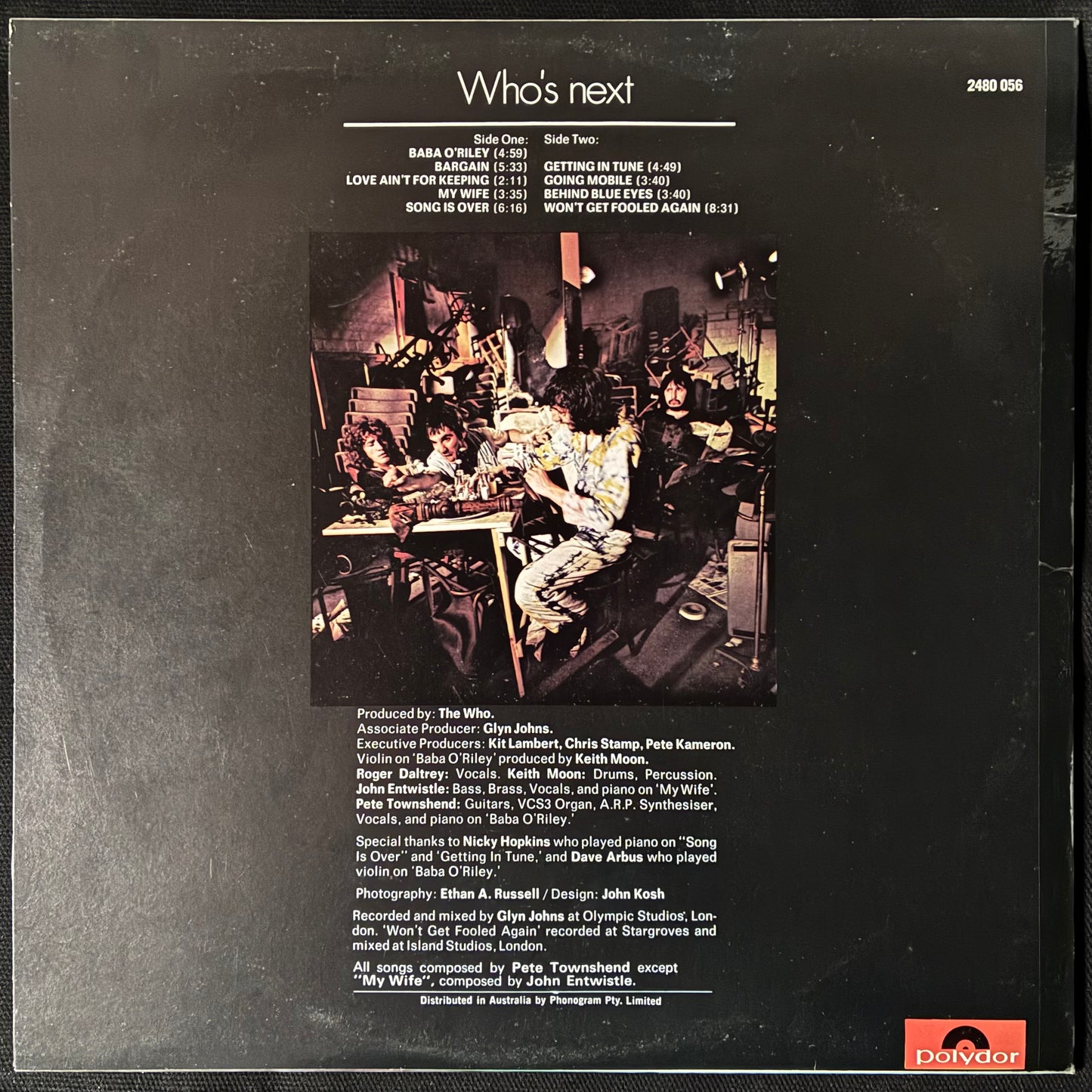 WHO - WHO'S NEXT (FIRST PRESSING) (USED VINYL 1971 AUS M-/EX-)