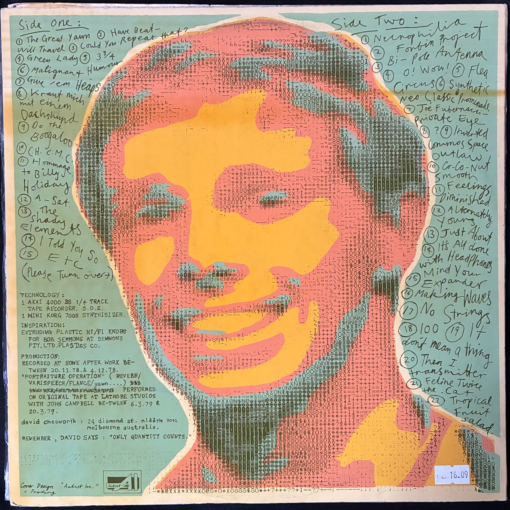 DAVID CHESWORTH - 50 SYNTHISIZER GREATS (USED VINYL 1979 AUS M-/EX)