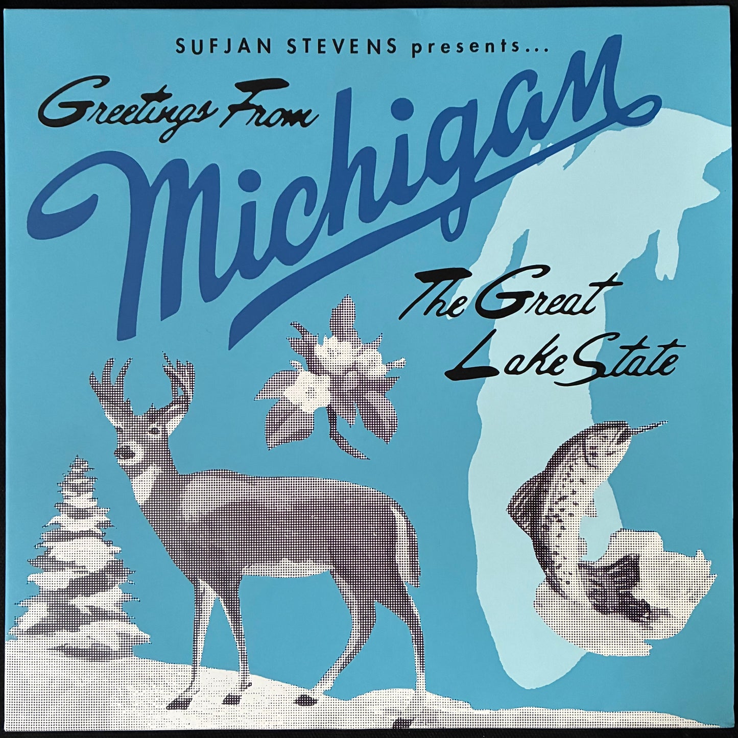 SUFJAN STEVENS - GREETINGS FROM MICHIGAN : THE GREAT LAKE STATE (2LP) (BLUE/WHITE SWIRL) (USED VINYL 2023 US M-/M-)
