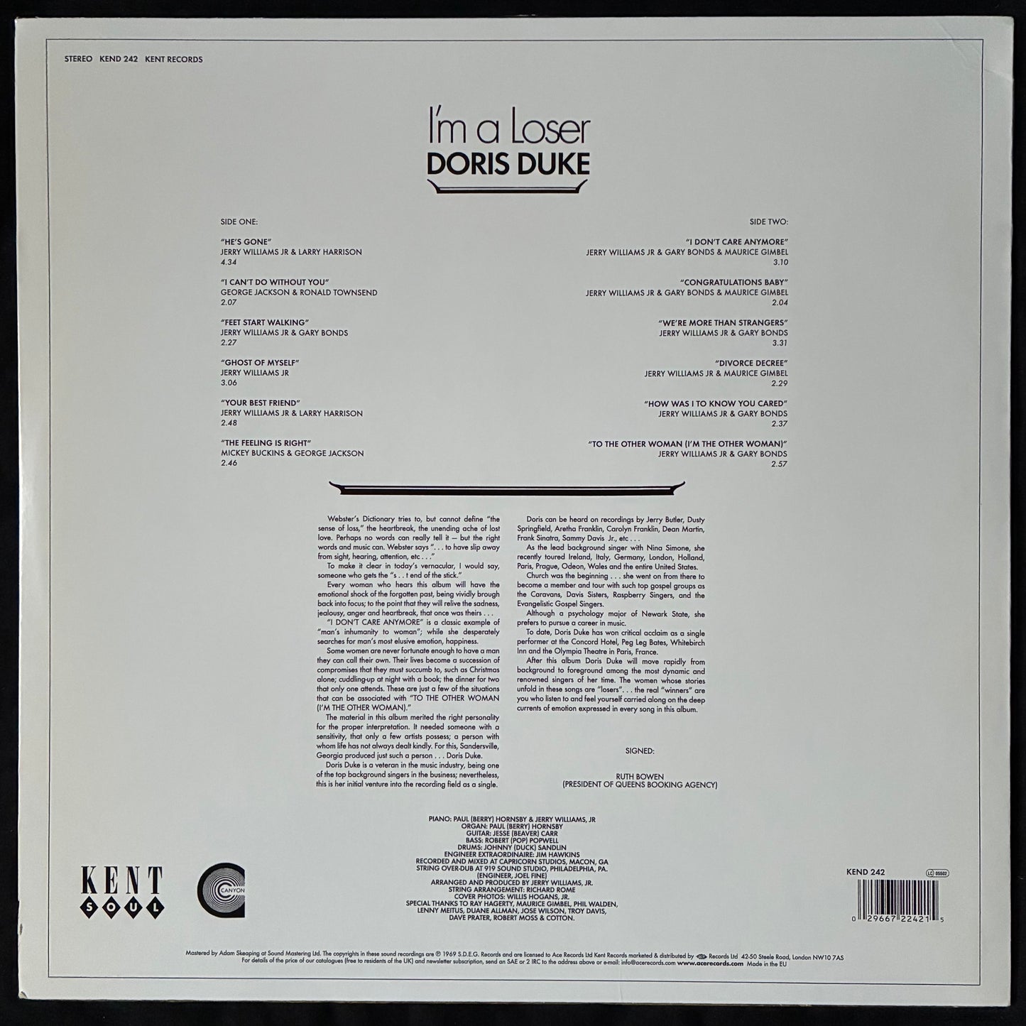 DORIS DUKE - I'M A LOSER (USED VINYL 2010 UK M-/EX)