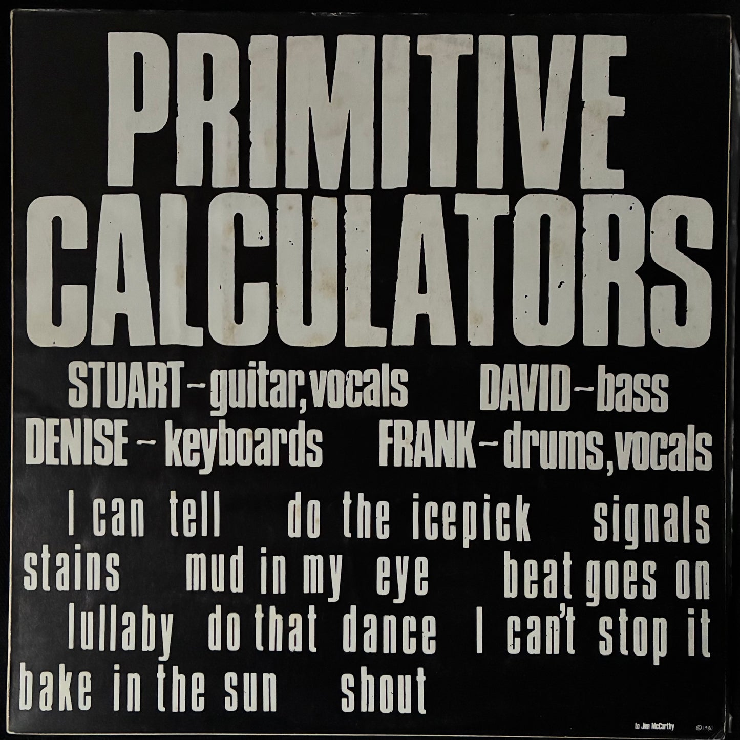 PRIMITIVE CALCULATORS - PRIMITIVE CALCULATORS (FIRST PRESSING) (USED VINYL 1982 AUS M-/EX)