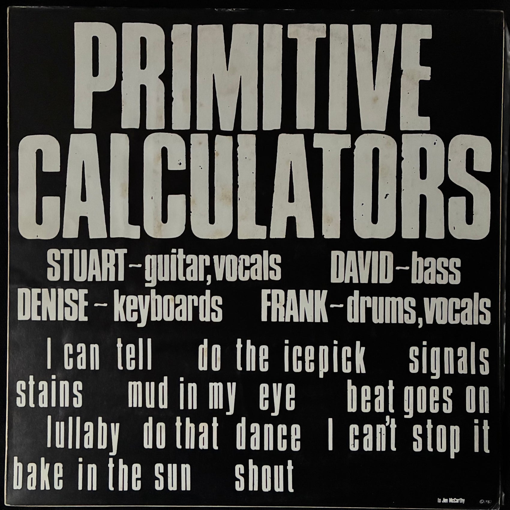 PRIMITIVE CALCULATORS - PRIMITIVE CALCULATORS (FIRST PRESSING) (USED VINYL 1982 AUS M-/EX)