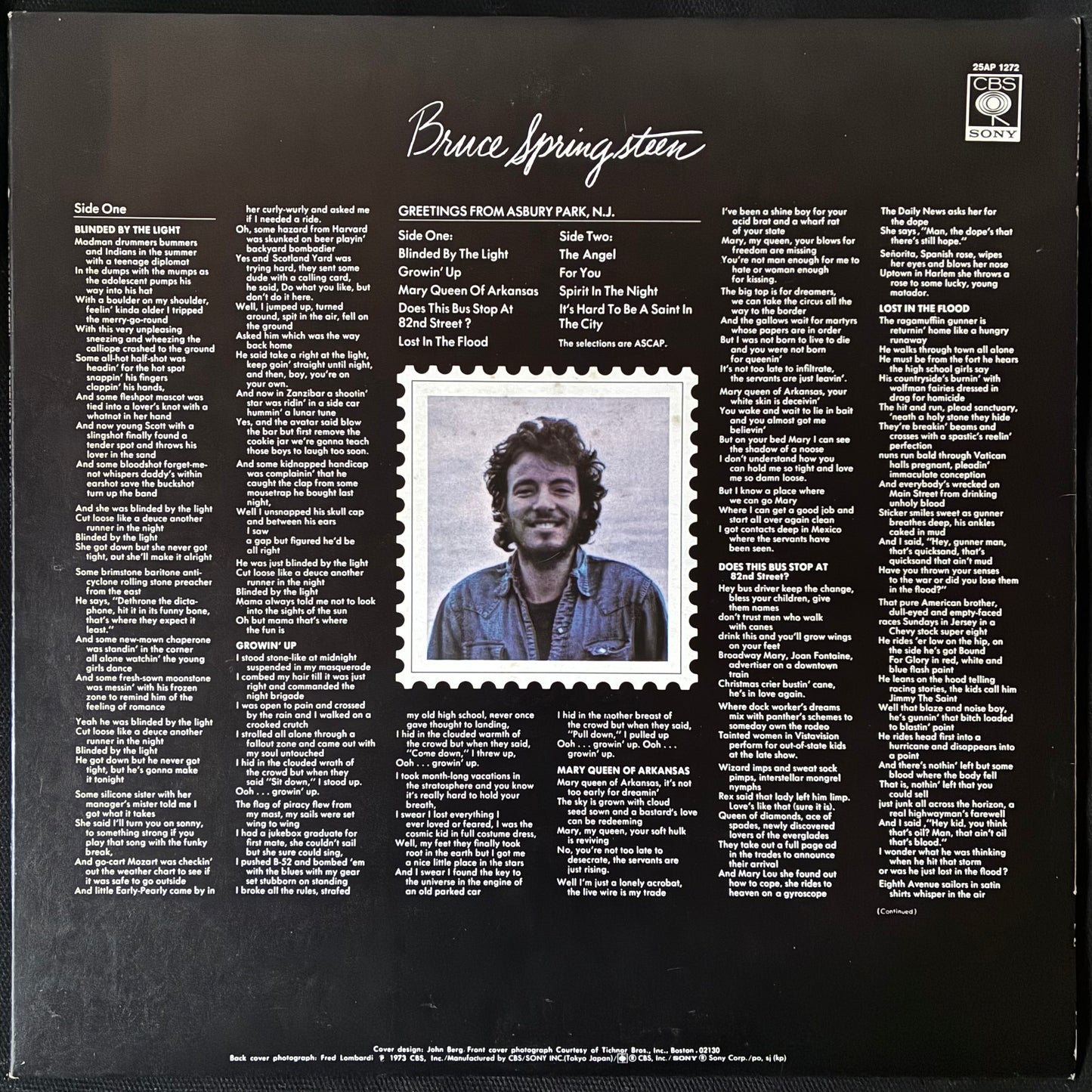 BRUCE SPRINGSTEEN - GETTINGS FROM ASBURY PARK, N.J. (USED VINYL 1980 JAPAN M-/EX+)
