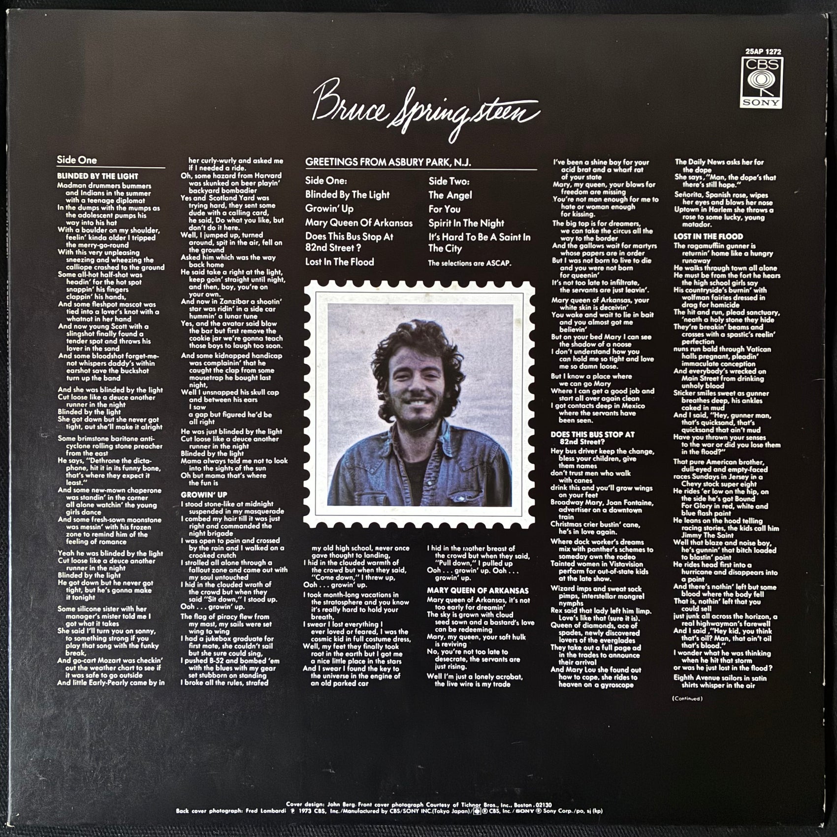 BRUCE SPRINGSTEEN - GETTINGS FROM ASBURY PARK, N.J. (USED VINYL 1980 JAPAN M-/EX+)