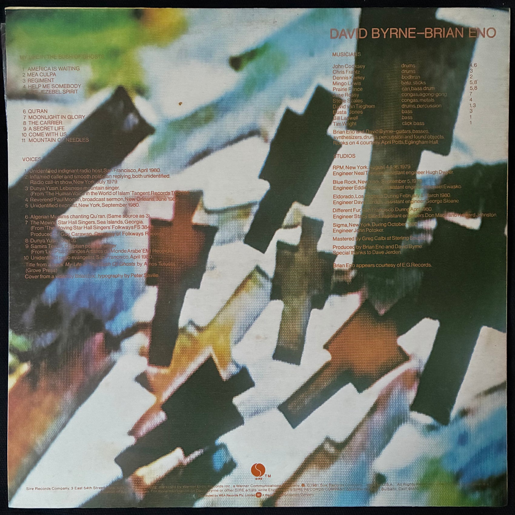 BRIAN ENO DAVID BYRNE - MY LIFE IN THE BUSH OF GHOSTS (FIRST PRESSING) (USED VINYL 1981 AUS M-/EX+)