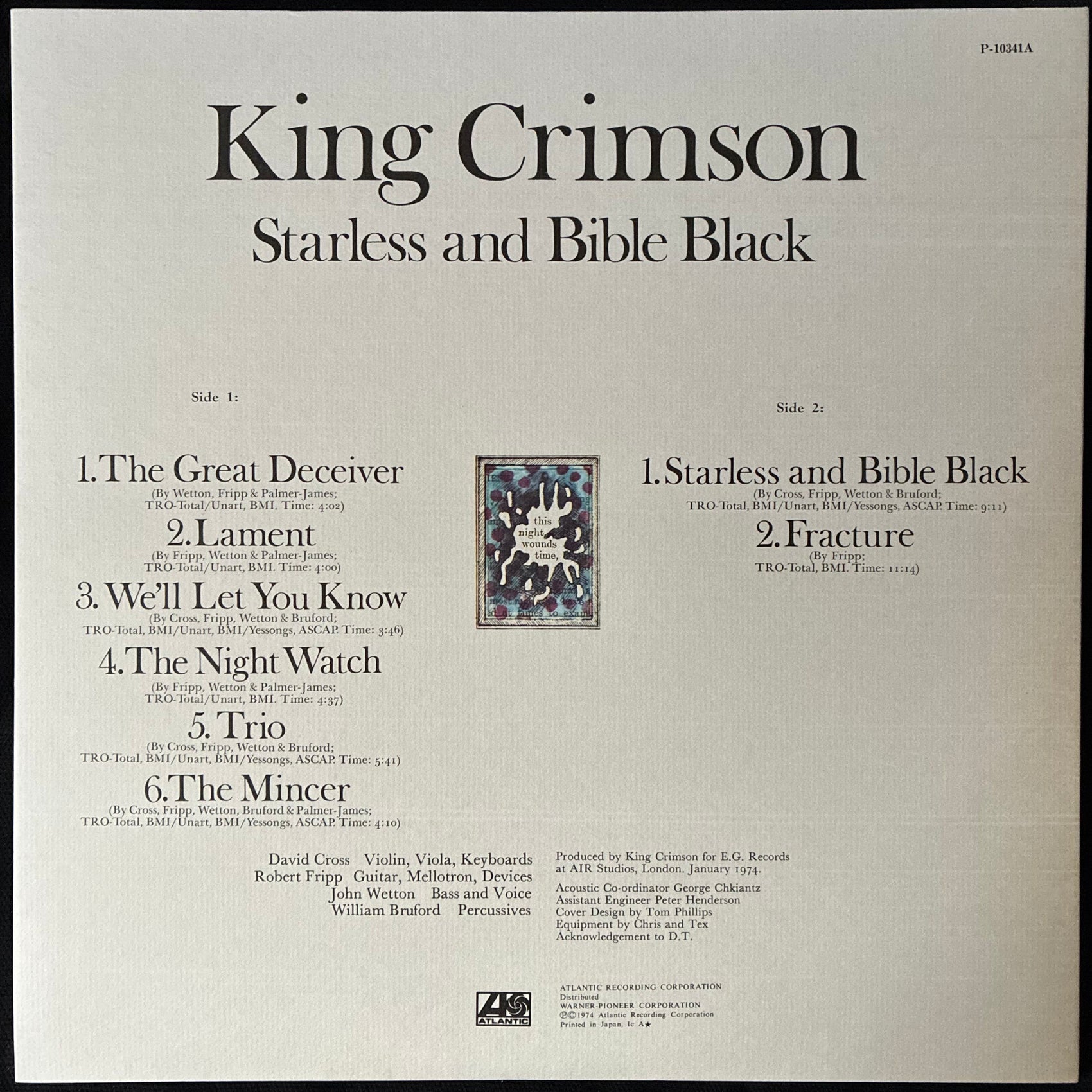 KING CRIMSON - STARLESS AND BIBLE BLACK (USED VINYL 1977 JAPAN M-/M-)