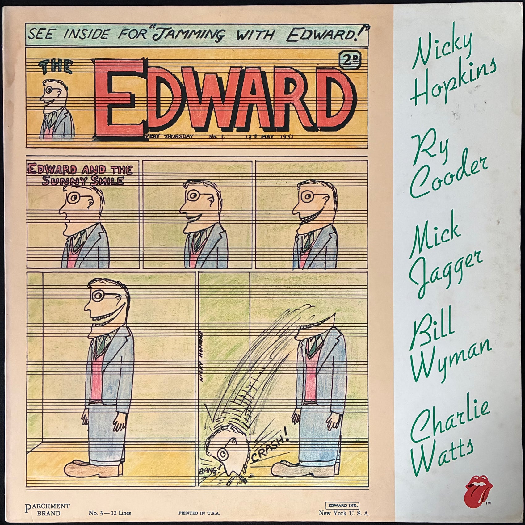 NICKY HOPKINS RY COODER MICK JAGGER BILL WYMAN CHARLIE WATTS - JAMMING WITH EDWARD (USED VINYL US M-/EX+)