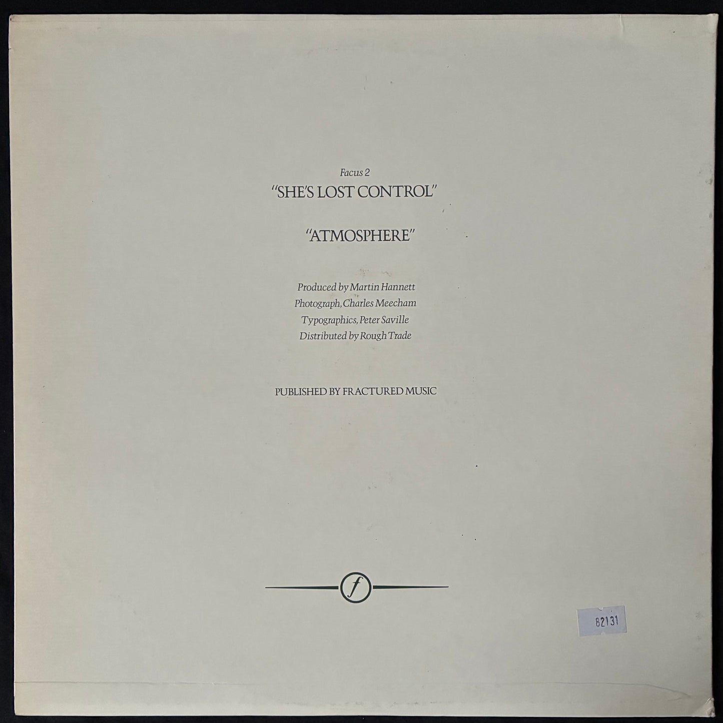 JOY DIVISION - SHE'S LOST CONTROL/ATMOSPHERE (12") (FIRST RTI PRESSING) (USED VINYL 1980 US M-/M-)