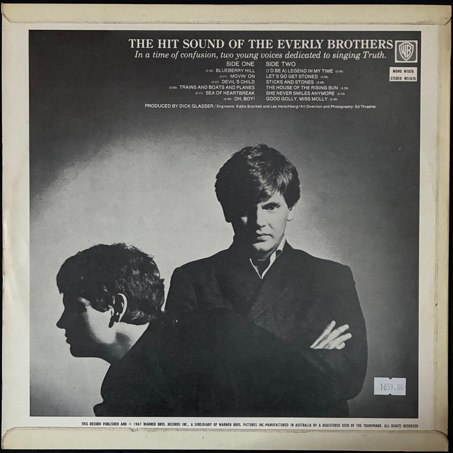 EVERLY BROTHERS - THE SOUND OF THE EVERLY BROTHERS (USED VINYL 1967 AUS EX+/EX+)