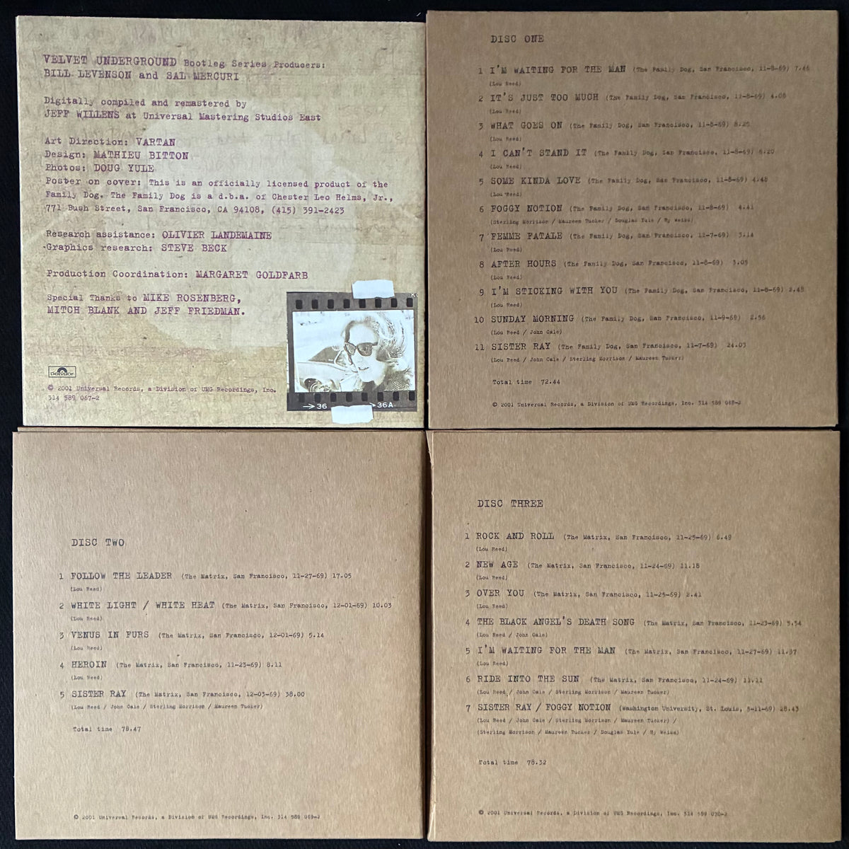 VELVET UNDERGROUND - BOOTLEG SERIES VOLUME 1: THE QUINE TAPES (3CD SET) (USED CD 2001 US M-/M-)
