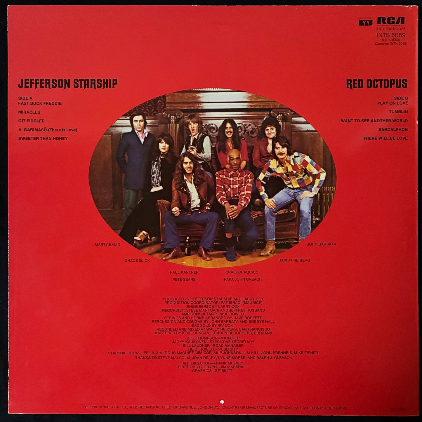 JEFFERSON STARSHIP - RED OCTOPUS (USED VINYL 1981 UK M-/M-)