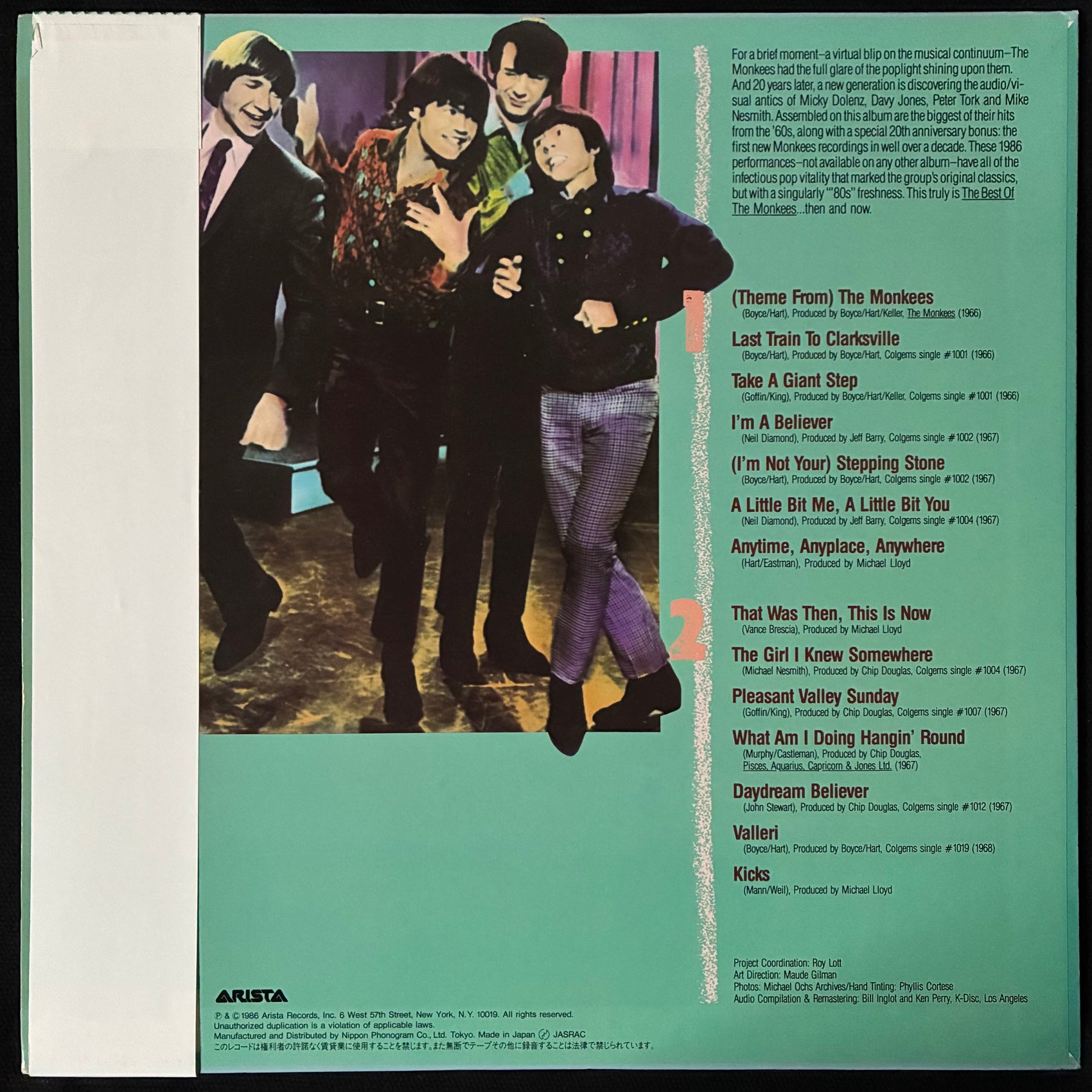MONKEES - THEN & NOW : THE BEST OF THE MONKEES (USED VINYL 1987 JAPAN M-/M-)