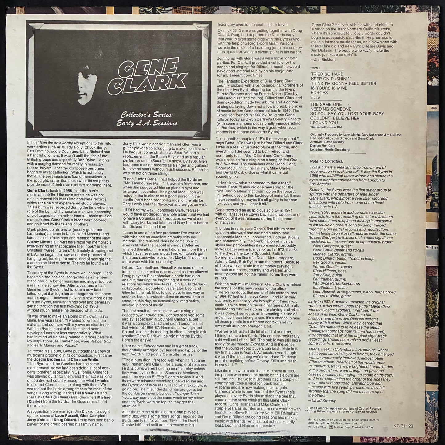 GENE CLARK - COLLECTOR'S SERIES: EARLY L.A. SESSIONS (USED VINYL 1972 US M-/EX+)