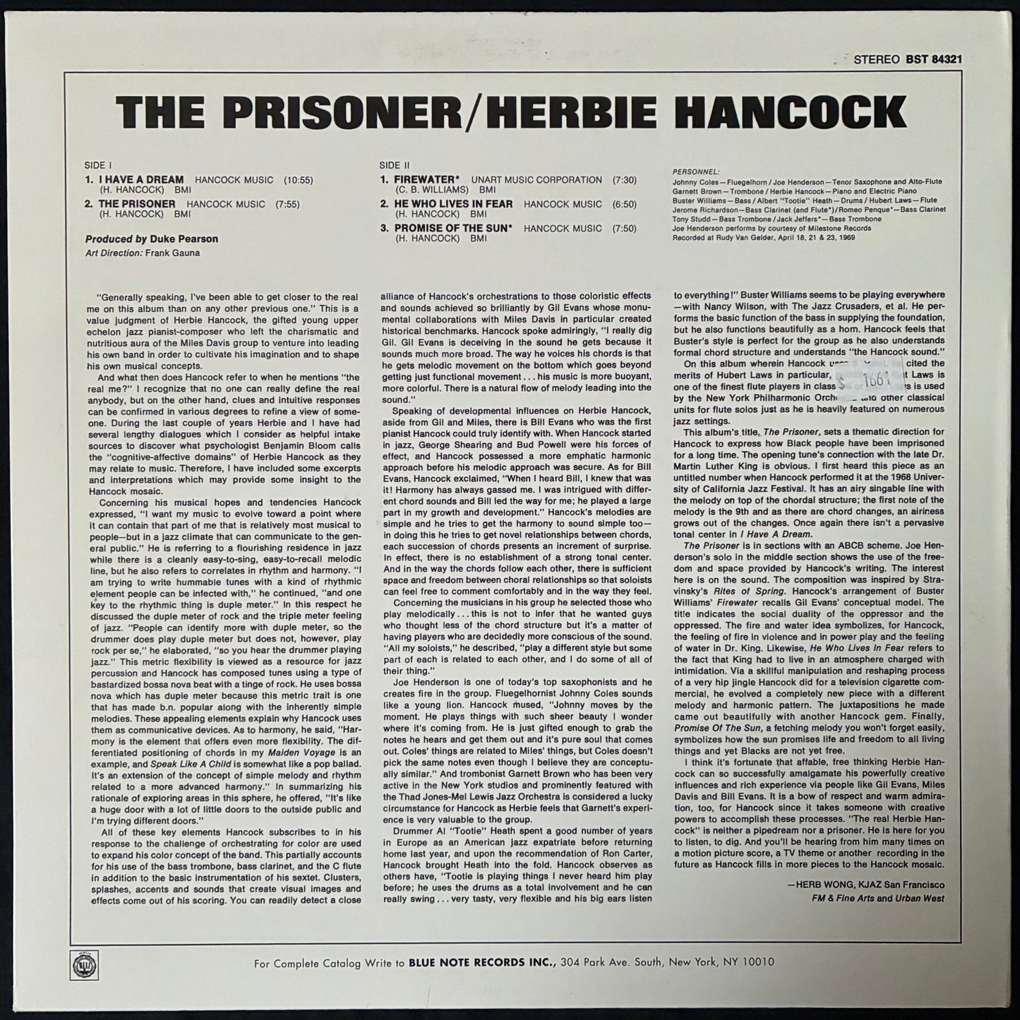 HERBIE HANCOCK - THE PRISONER (USED VINYL 2007 US M-/M-)