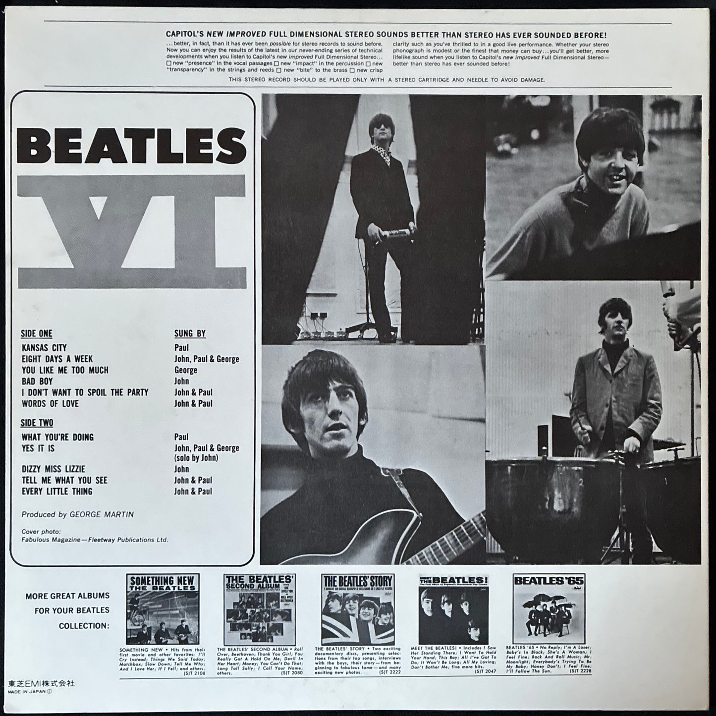 BEATLES - BEATLES VI (USED VINYL 1976 JAPAN M-/EX+)