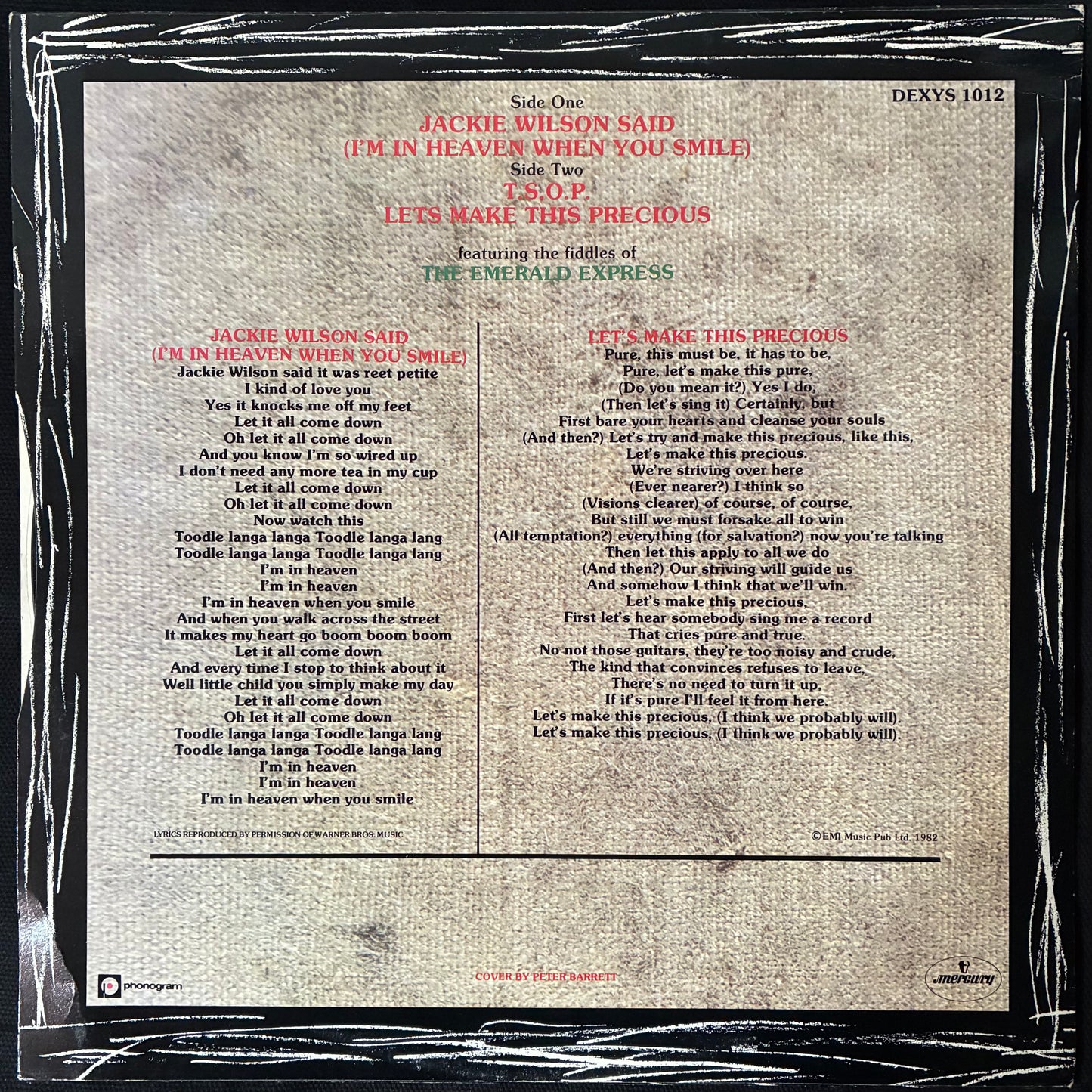 KEVIN ROWLAND & DEXYS MIDNIGHT RUNNERS - JACKIE WILSON SAID (12") (USED VINYL 1982 UK M-/M-)