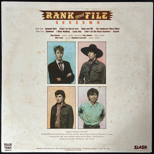 RANK AND FILE - SUNDOWN (USED VINYL 1984 UK M-/EX-)