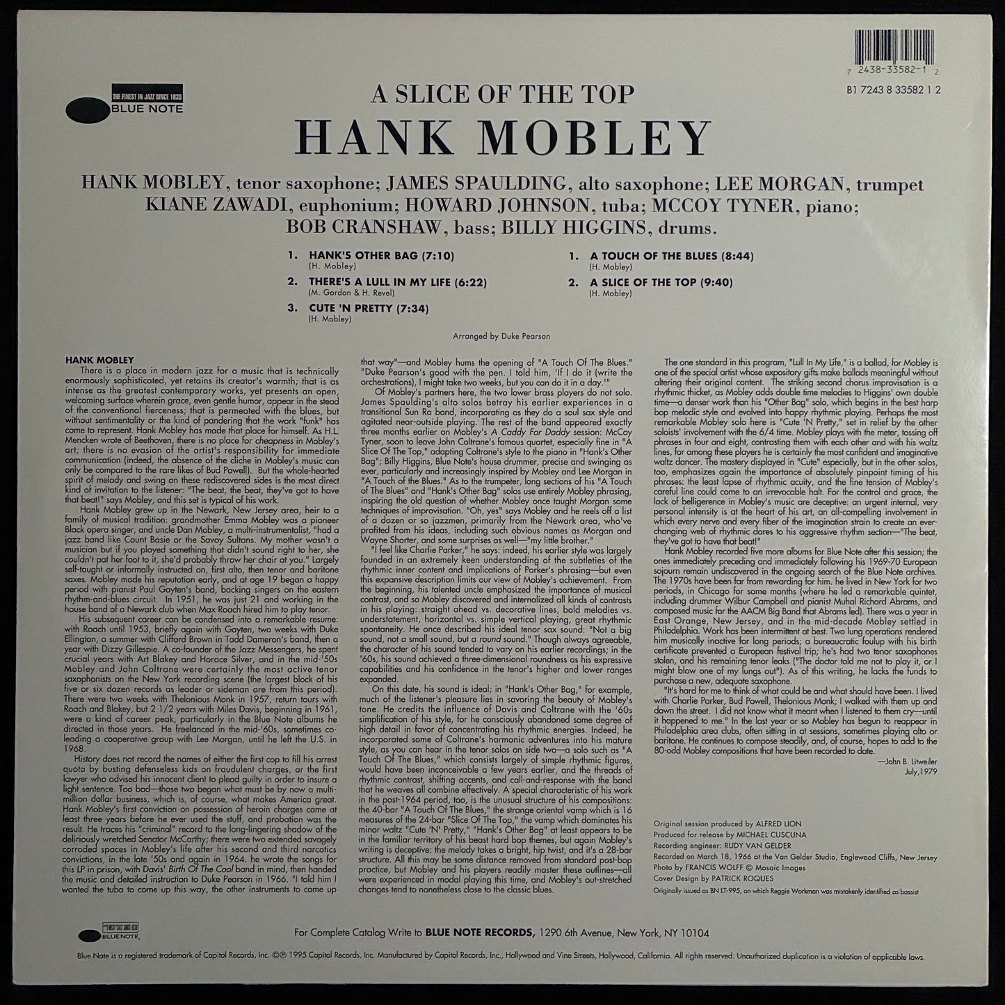 HANK MOBLEY - A SLICE OF THE TOP (180GM) (USED VINYL 1995 US M-/M-)