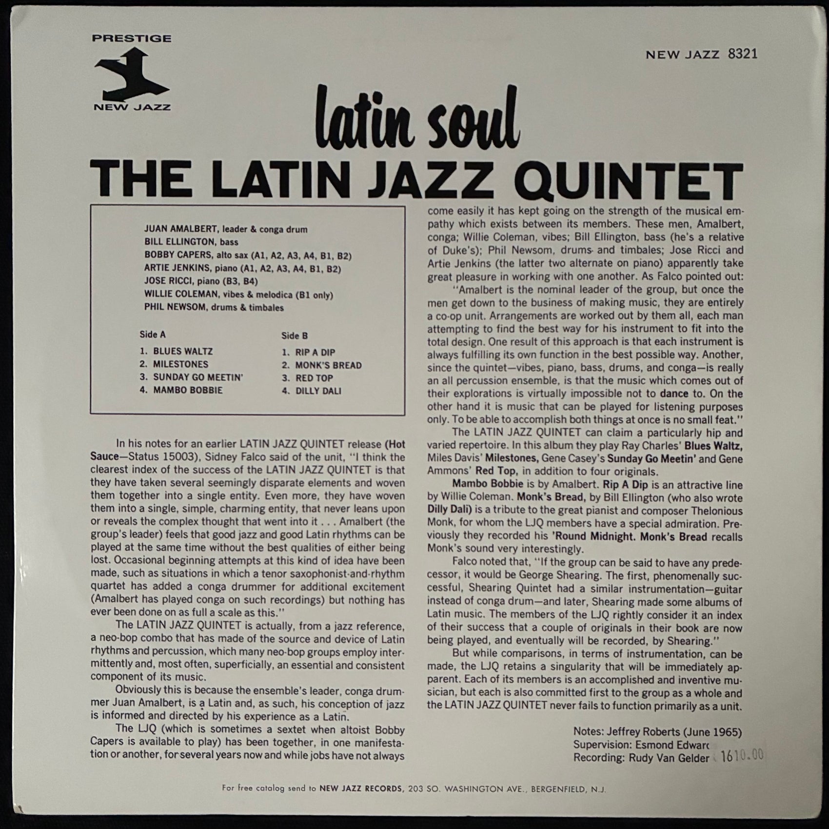 LATIN JAZZ QUINTET - LATIN SOUL (USED VINYL 2001 US M-/M-)