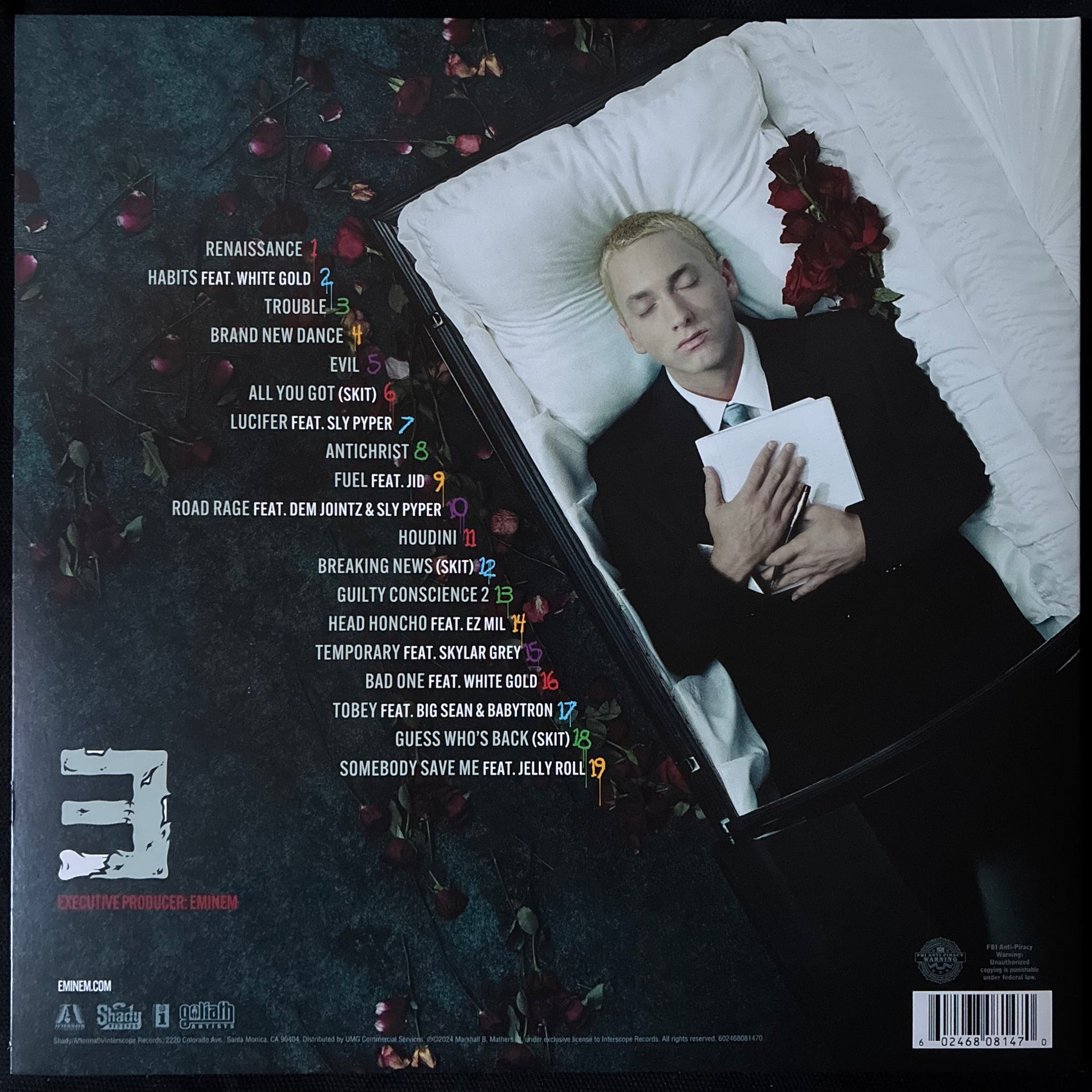 EMINEM - THE DEATH OF SLIM SHADY (COUP DE GRACE) (2LP) (CLEAR/BLOODSTAINED) (USED VINYL 2024 US M-/M-)