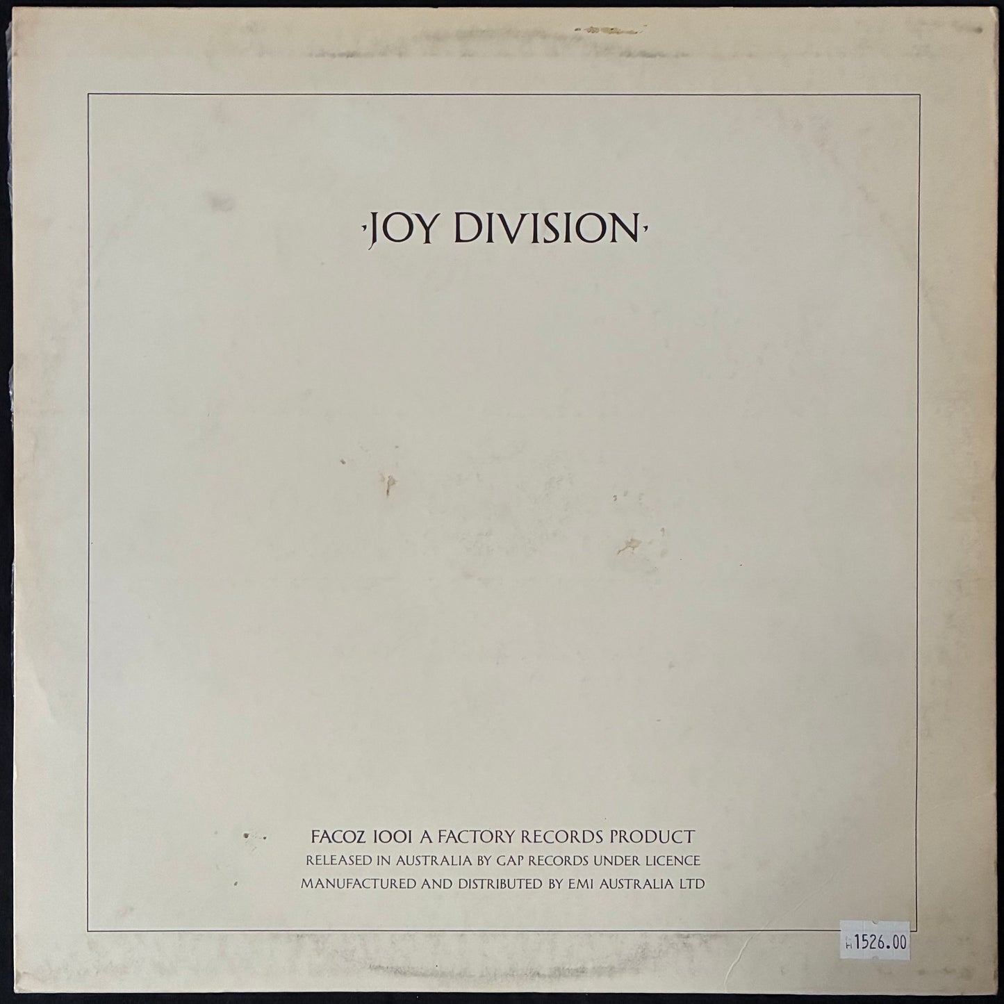 JOY DIVISION - CLOSER (USED VINYL 1981 AUS M-/EX-)