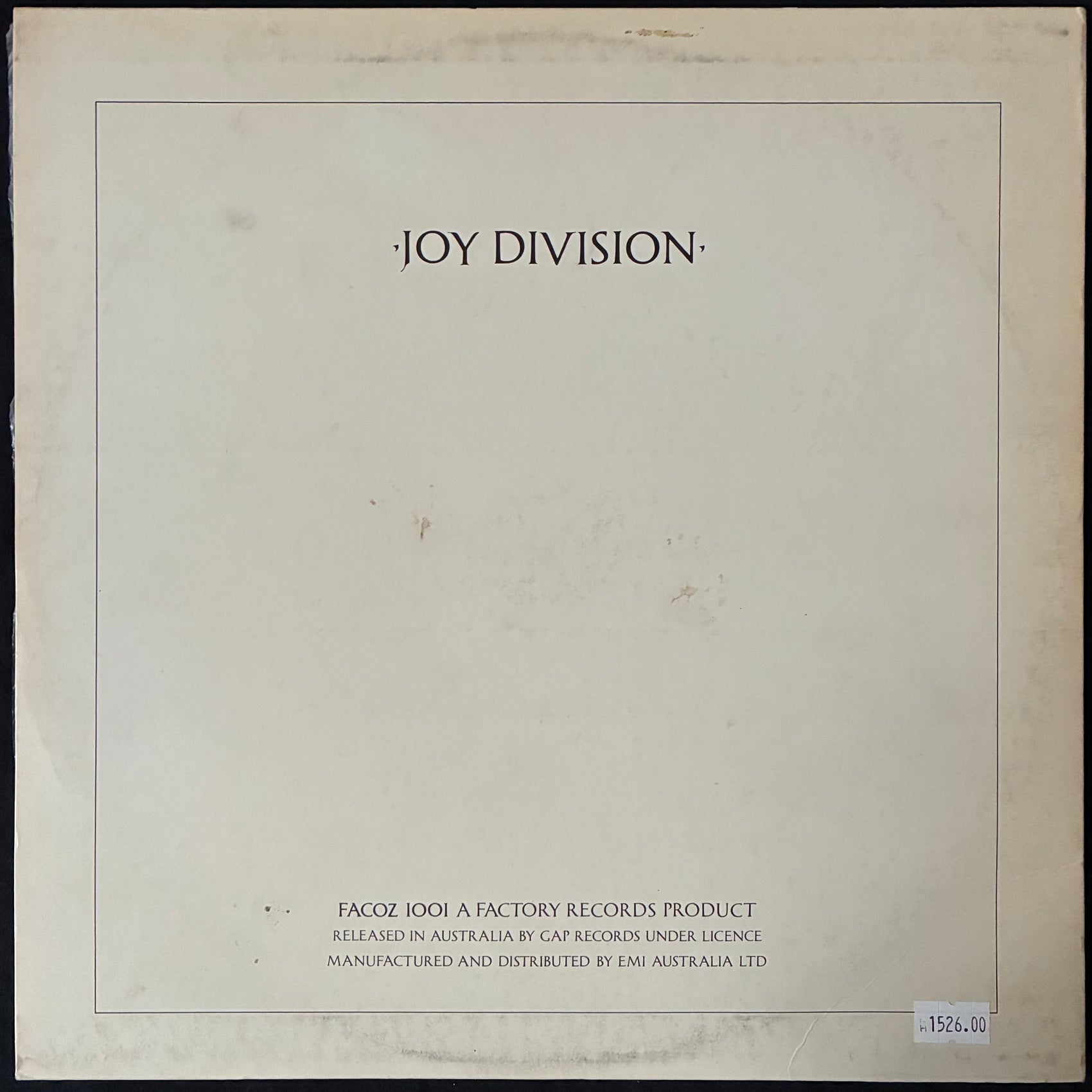 JOY DIVISION - CLOSER (USED VINYL 1981 AUS M-/EX-)