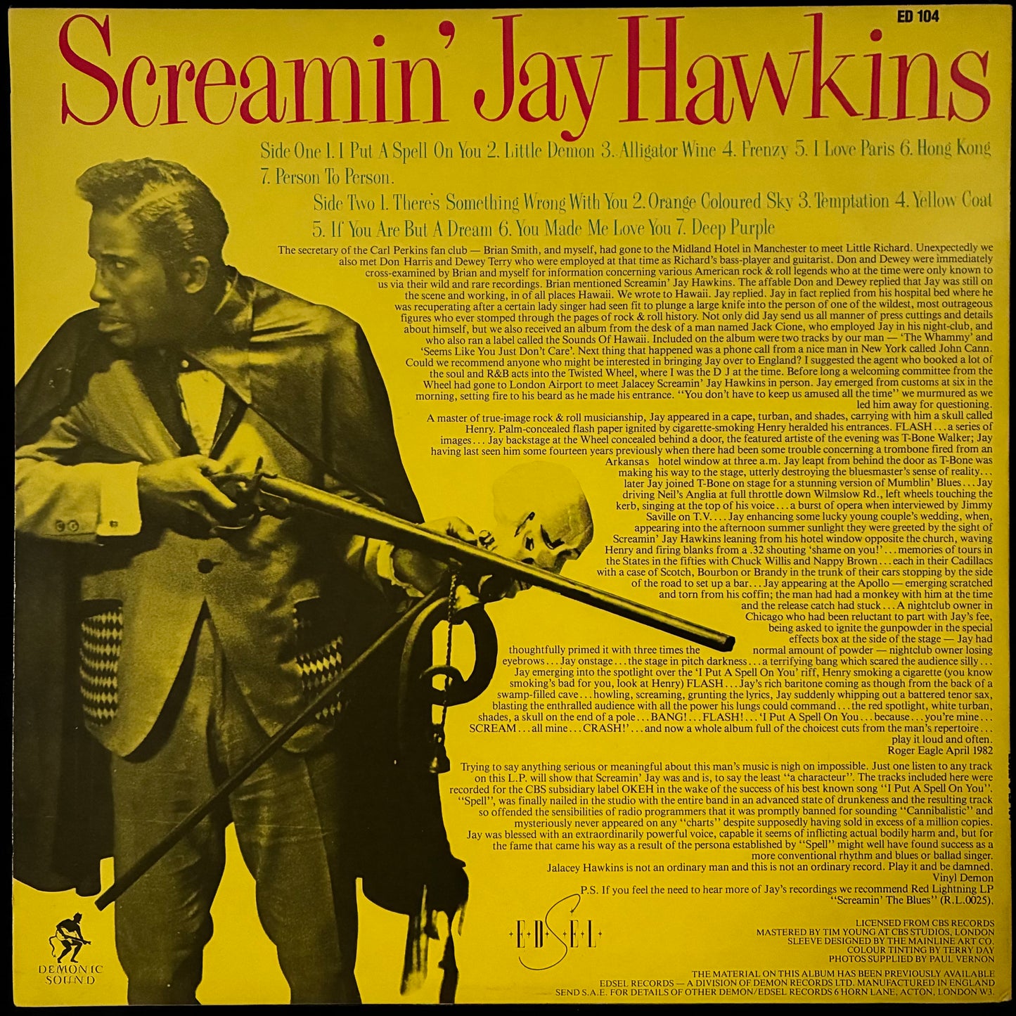 SCREAMIN' JAY HAWKINS - FRENZY (USED VINYL 1982 UK M-/EX+)