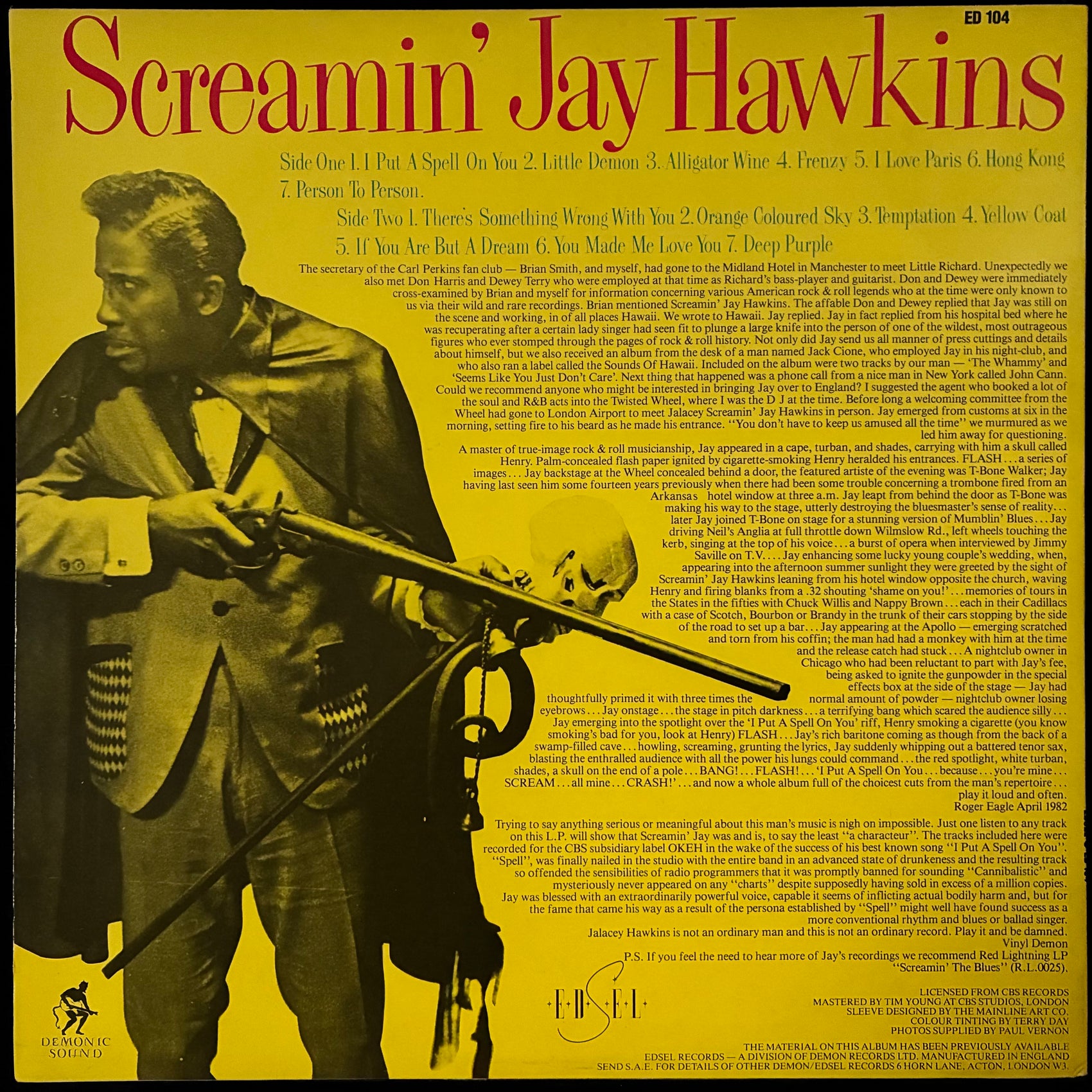 SCREAMIN' JAY HAWKINS - FRENZY (USED VINYL 1982 UK M-/EX+)