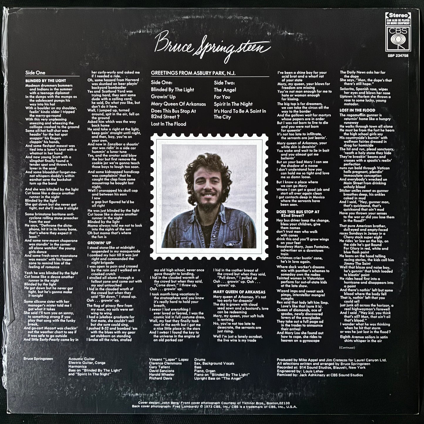 BRUCE SPRINGSTEEN - GREETINGS FROM ASBURY PARK, N.J. (FIRST PRESSING) (USED VINYL 1973 AUS EX-/EX+)