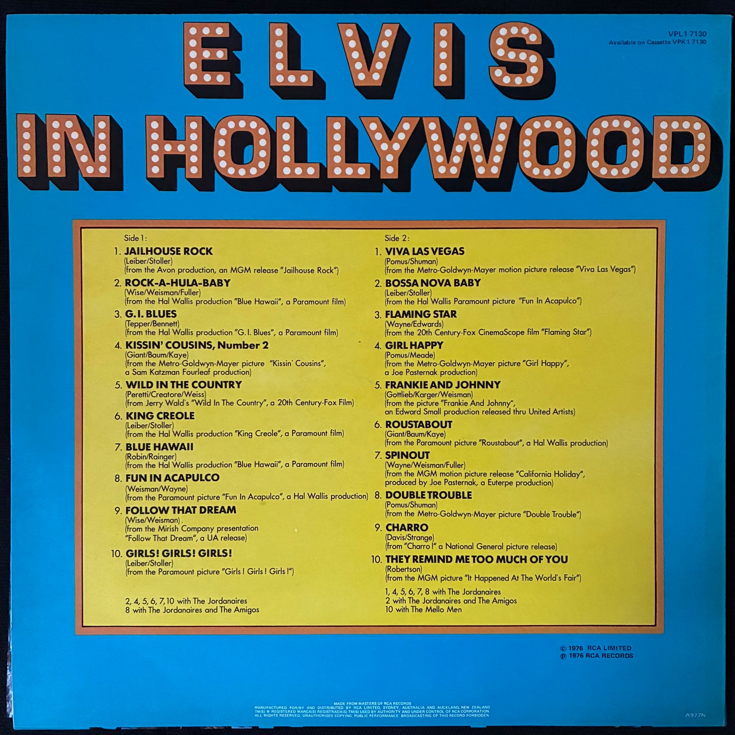 ELVIS PRESLEY - ELVIS IN HOLLYWOOD (USED VINYL 1976 AUS M-/EX+)