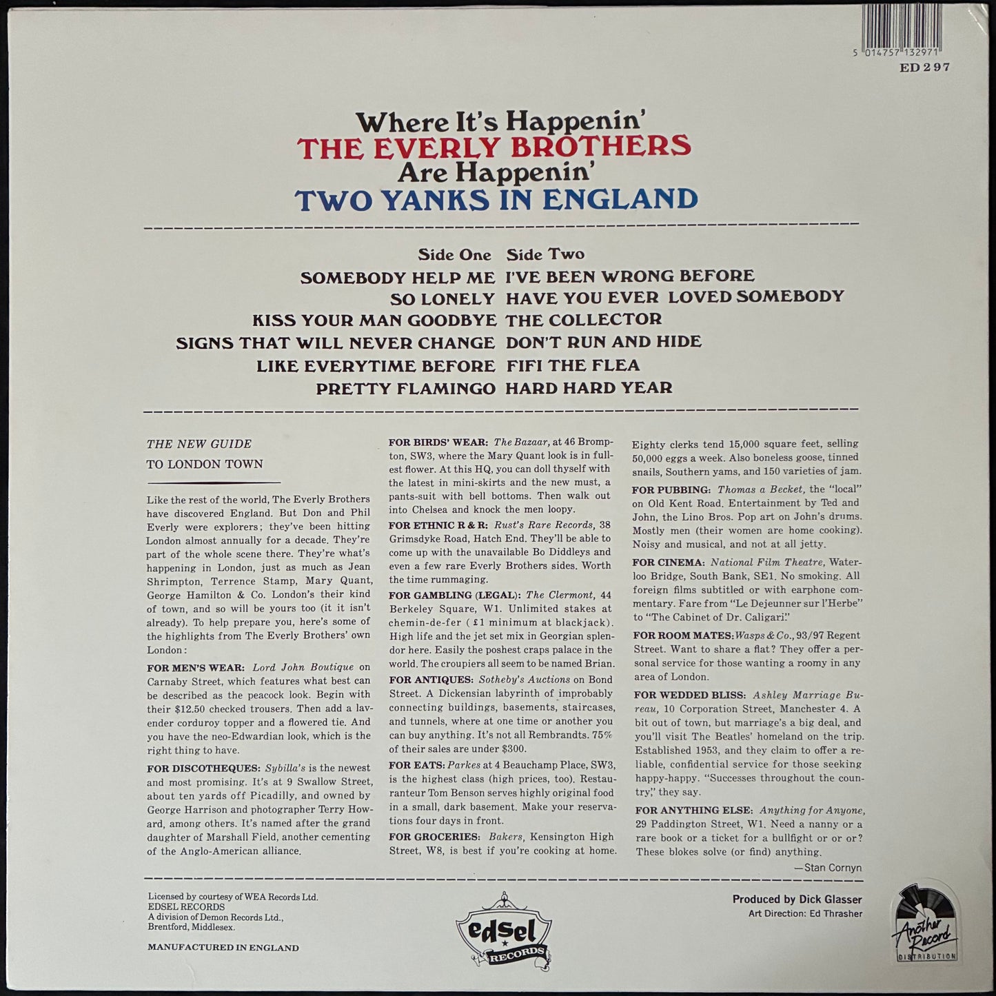 EVERLY BROTHERS - TWO YANKS IN ENGLAND (USED VINYL 1989 UK M-/M-)