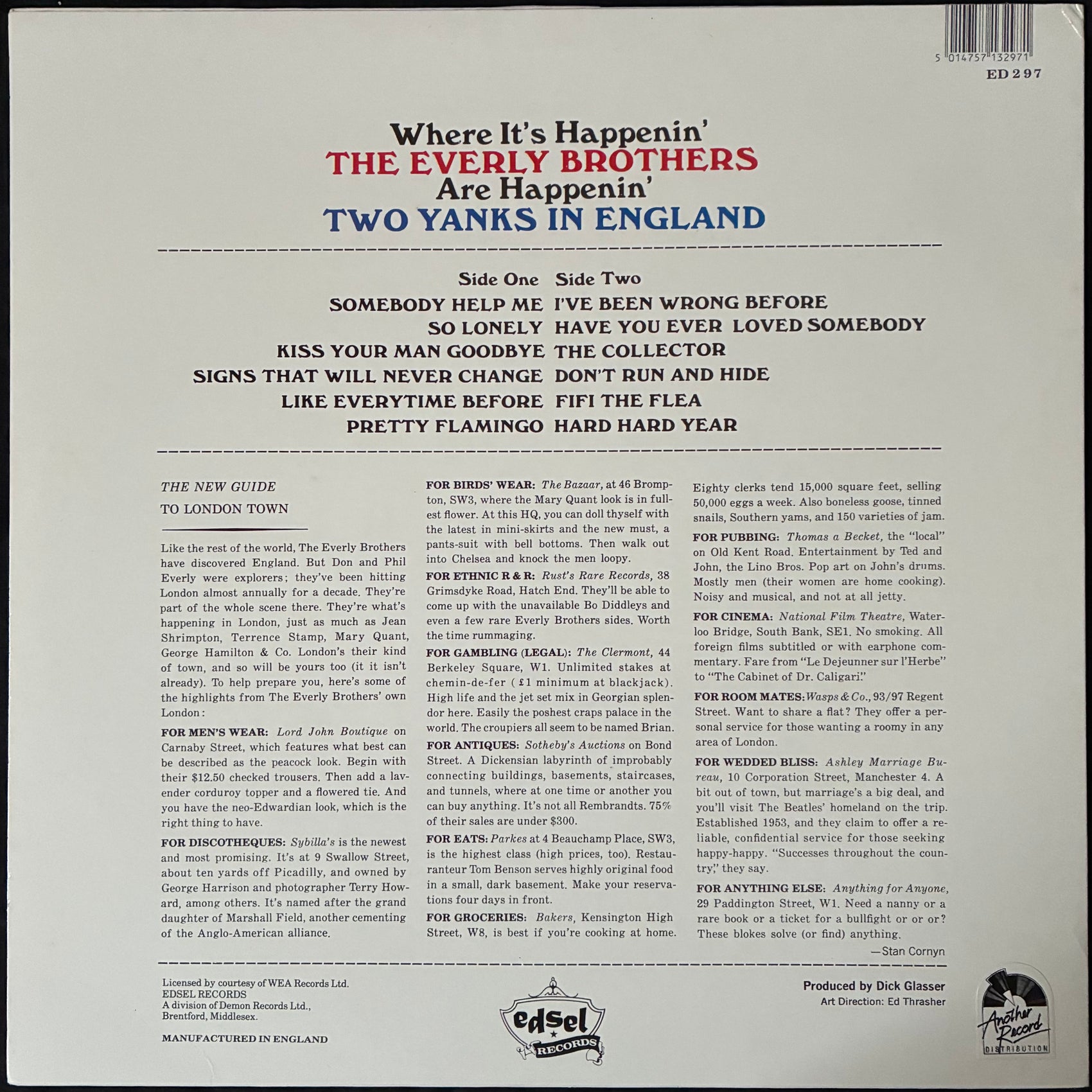 EVERLY BROTHERS - TWO YANKS IN ENGLAND (USED VINYL 1989 UK M-/M-)