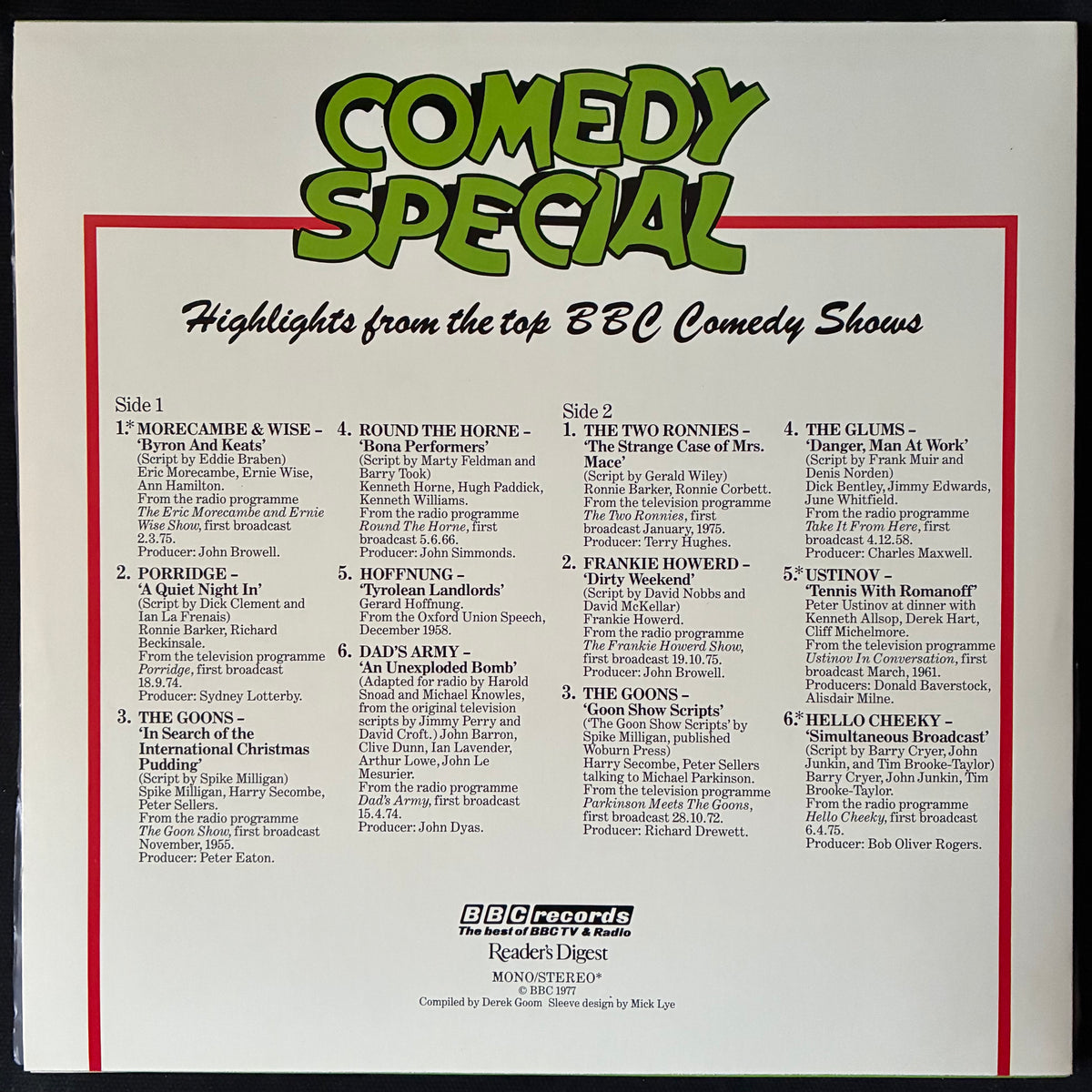VARIOUS ARTISTS - THE BBC COMEDY ALBUM (6LP BOX SET) (USED VINYL 1976 AUS M-/M-)