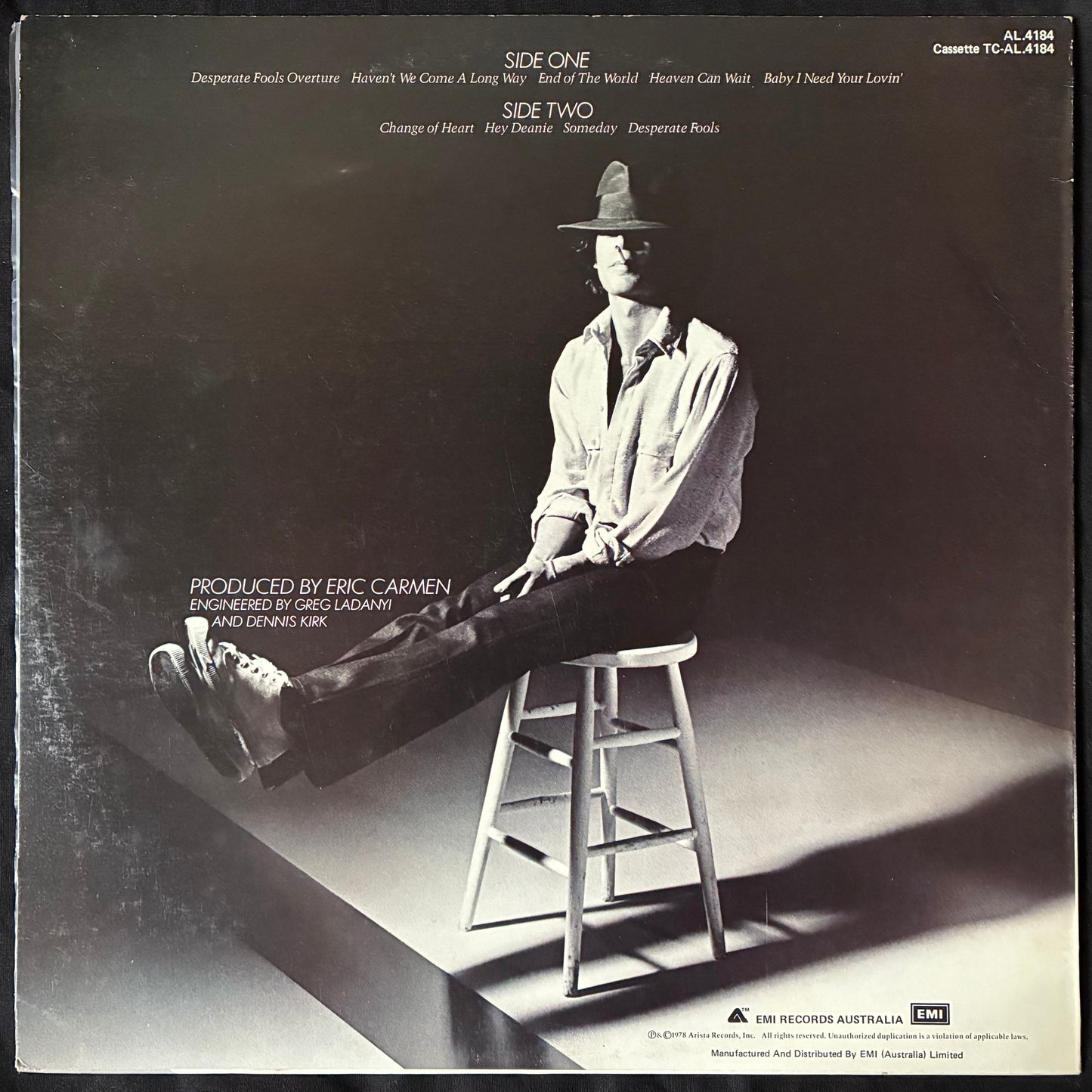 ERIC CARMEN - CHANGE OF HEART (USED VINYL 1978 AUS EX+/EX+)