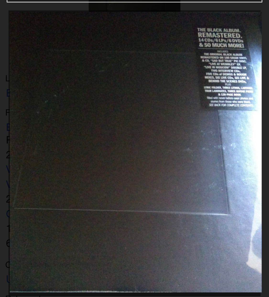 METALLICA - METALLICA (2021 BOX SET 6 x LP 13 x CD 6 x DVD) VINYL