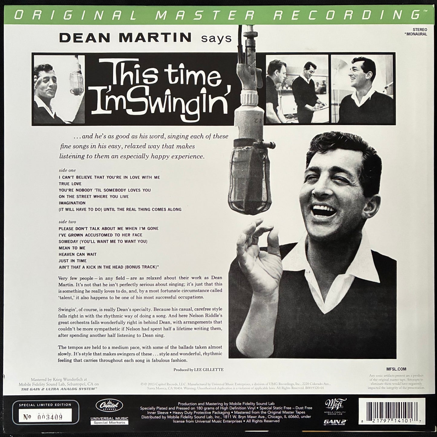 DEAN MARTIN - THIS TIME I'M SWINGIN'! (MFSL) (180GM) (USED VINYL 2014 US M-/M-)