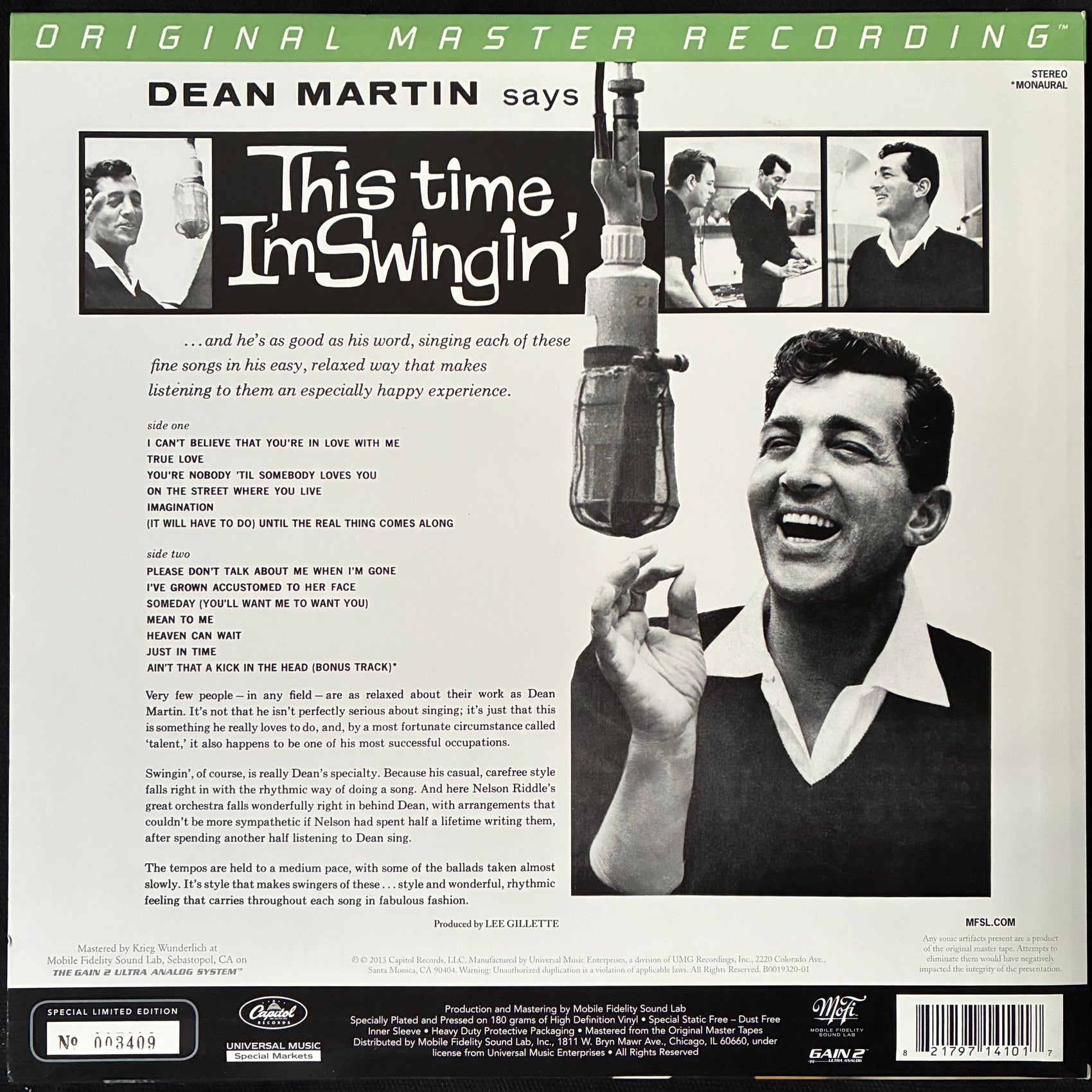 DEAN MARTIN - THIS TIME I'M SWINGIN'! (MFSL) (180GM) (USED VINYL 2014 US M-/M-)