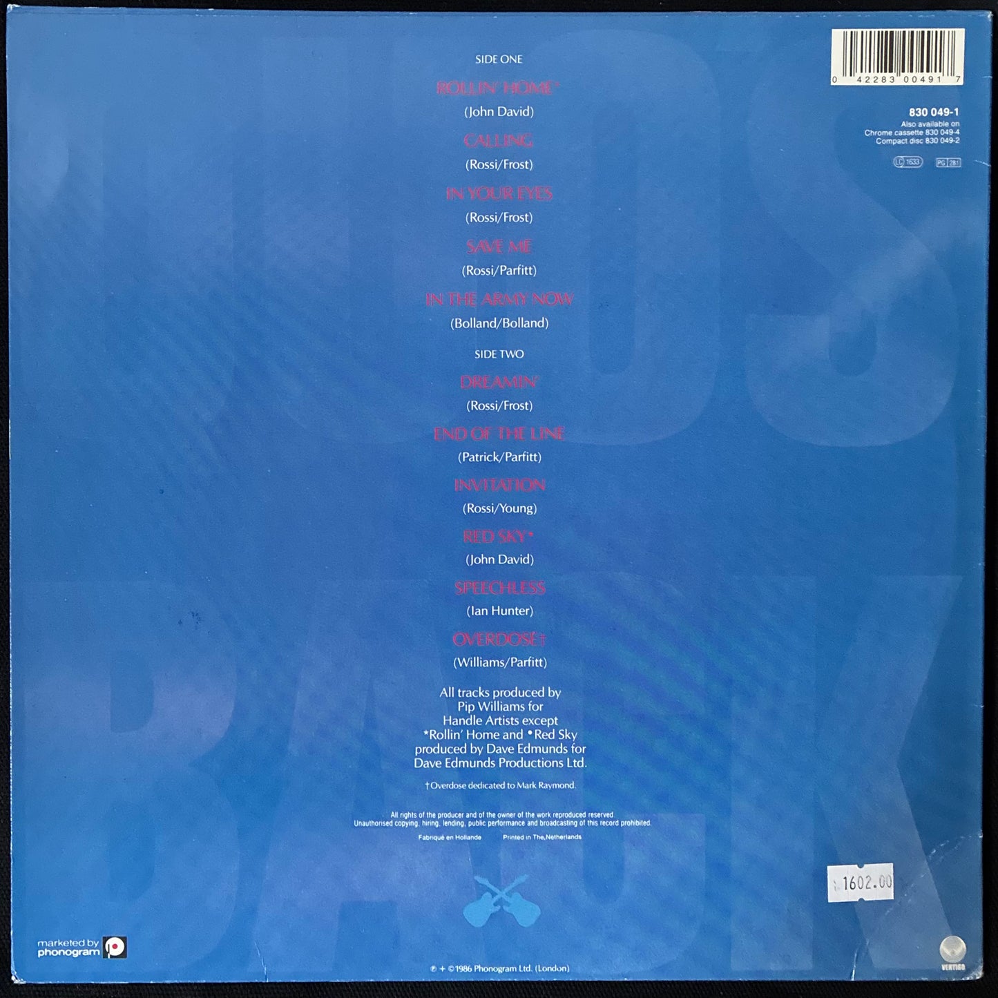 STATUS QUO - IN THE ARMY NOW (USED VINYL 1986 UK EX+/EX+)