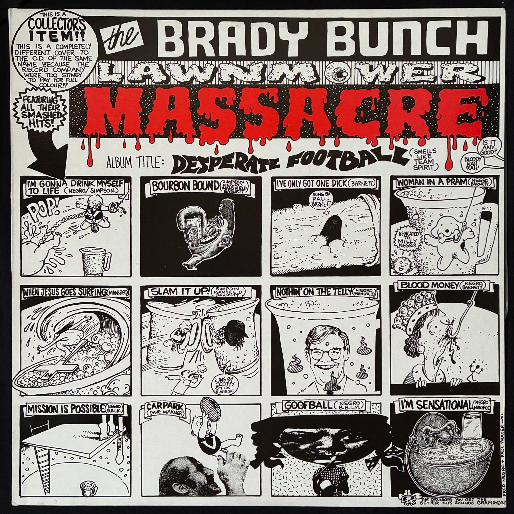BRADY BUNCH LAWNMOWER MASSACRE - DESPERATE FOOTBALL (SMELLS LIKE TEAM SPIRIT) (USED VINYL 1992 AUS M-/M-)