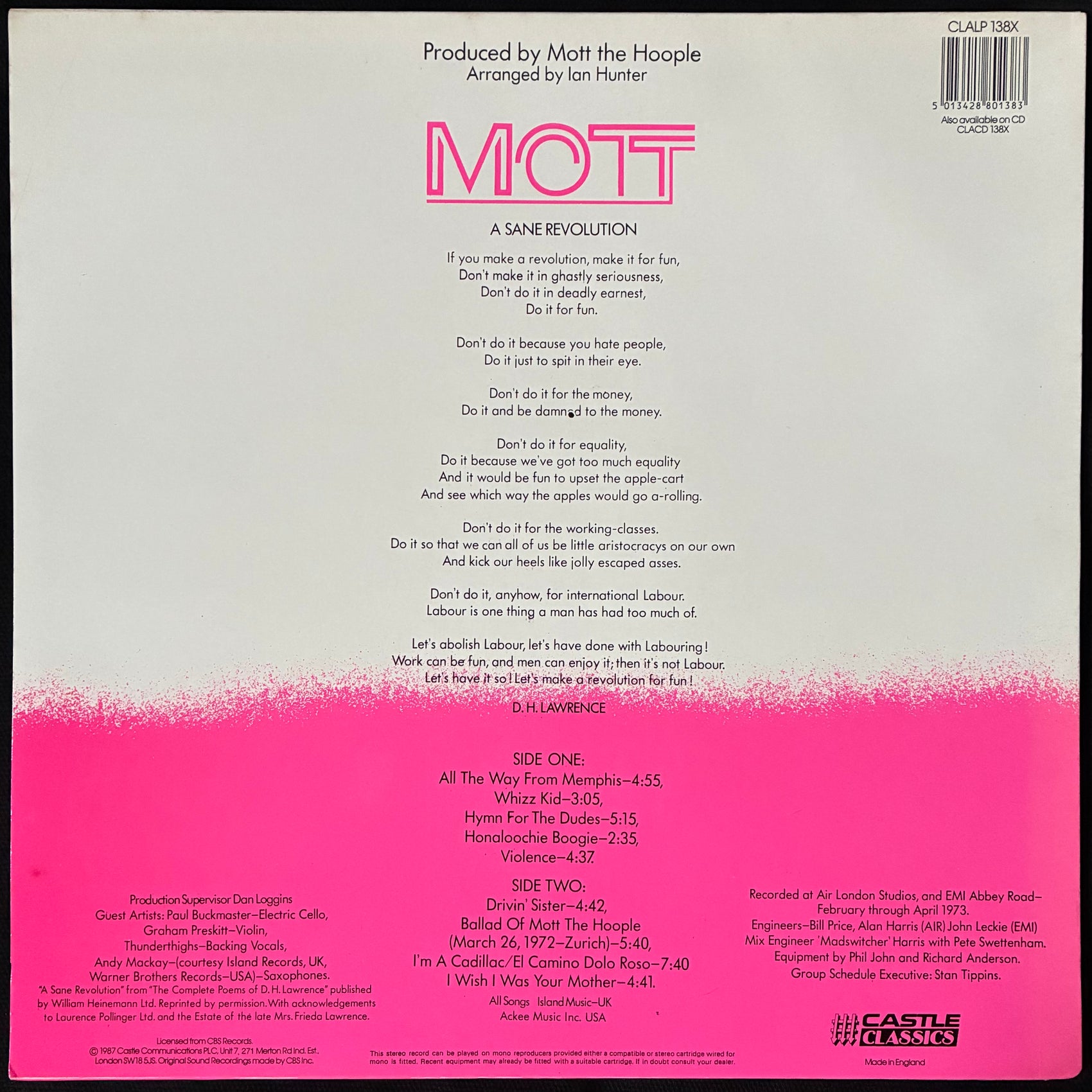 MOTT THE HOOPLE - MOTT (USED VINYL 1987 UK M-/M-)