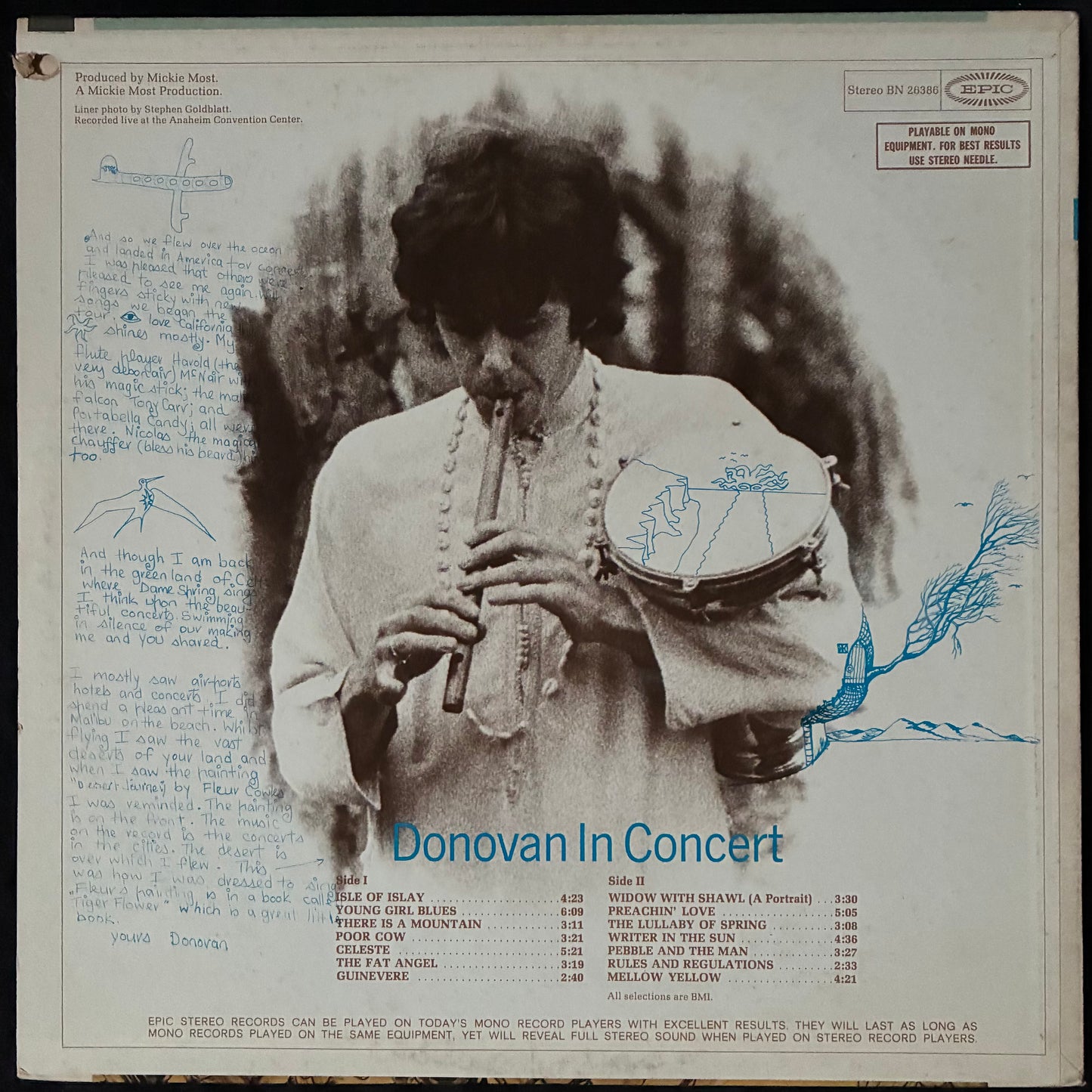 DONOVAN - IN CONCERT (USED VINYL 1969 US M-/EX)