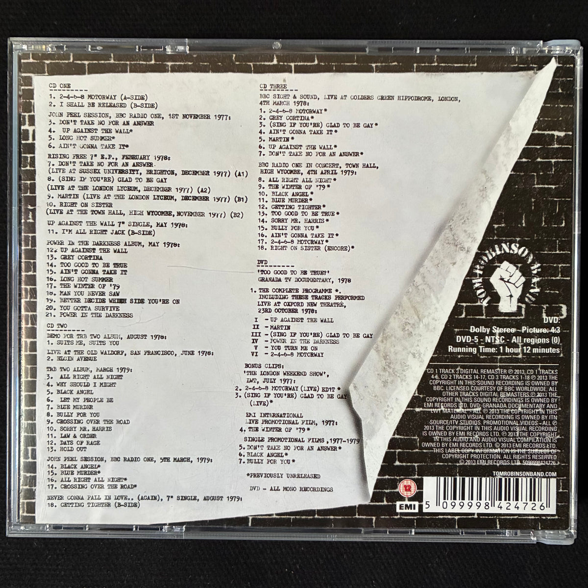 TOM ROBINSON BAND - THE ANTHOLOGY 1977-1979 (3CD+DVD SET) (USED CD 2013 UK M-/M-)