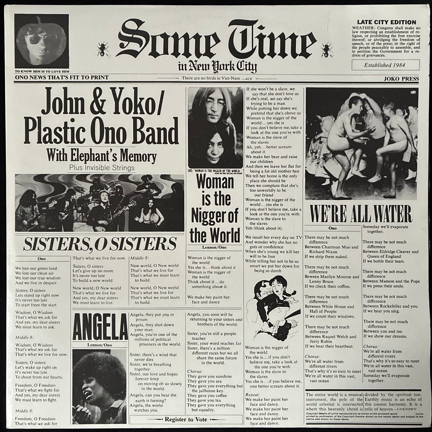 JOHN LENNON & YOKO ONO / PLASTIC ONO BAND - SOME TIME IN NEW YORK CITY (2LP) (USED VINYL 1981 AUS M-/EX+)
