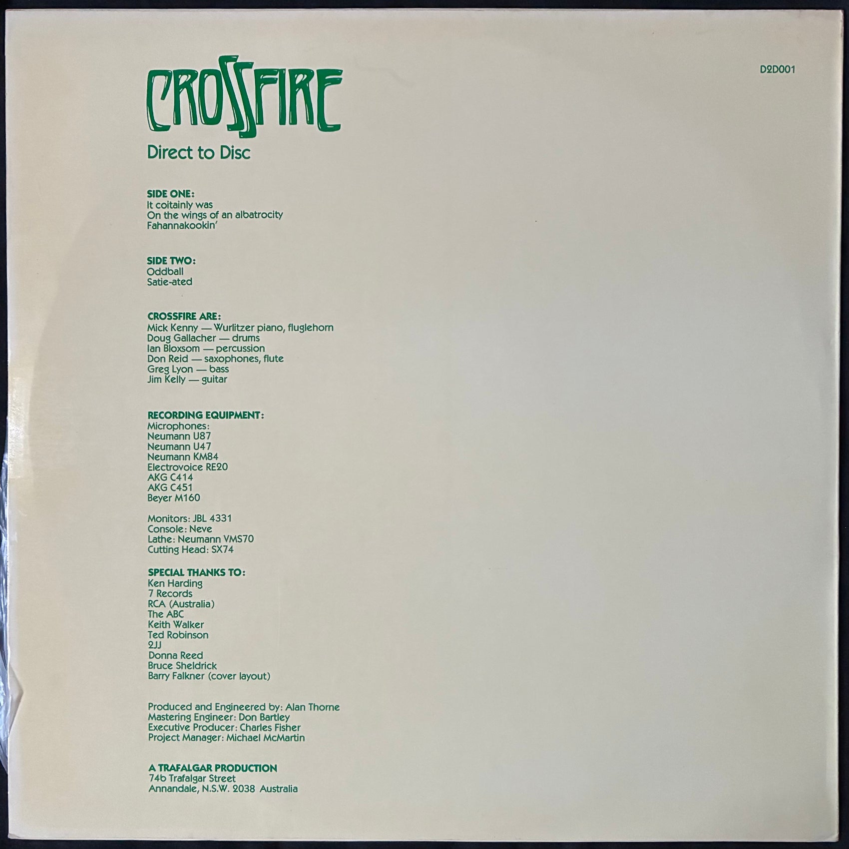 CROSSFIRE - DIRECT TO DISC (USED VINYL 1978 AUS M-/M-)