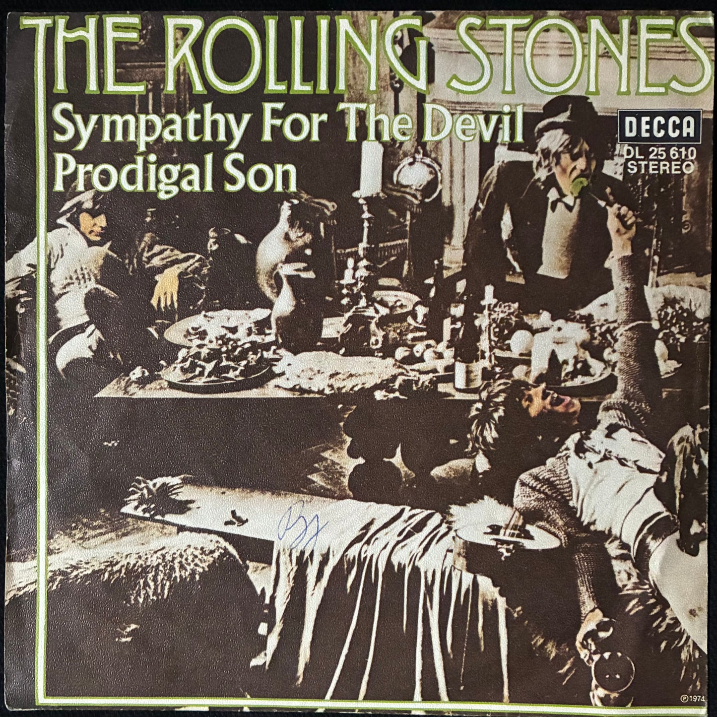 ROLLING STONES - SYMPATHY FOR THE DEVIL/PRODIGAL SON (7") (USED VINYL 1974 GERMAN EX/EX)