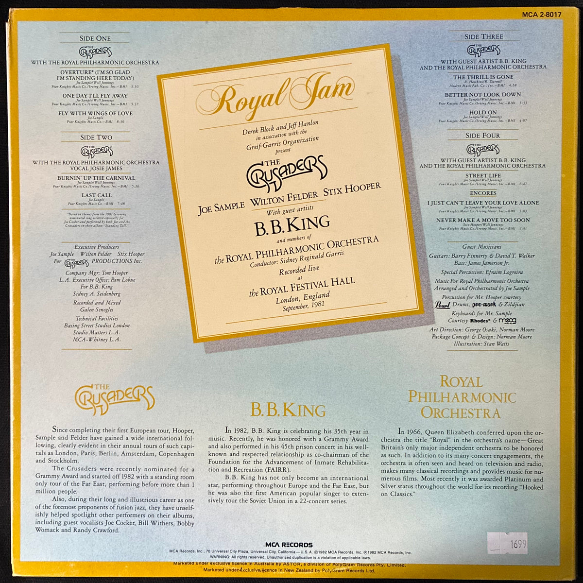 CRUSADERS WITH B.B. KING AND THE ROYAL PHILHARMONIC ORCHESTRA (2LP) (USED VINYL 1982 AUS M-/EX)